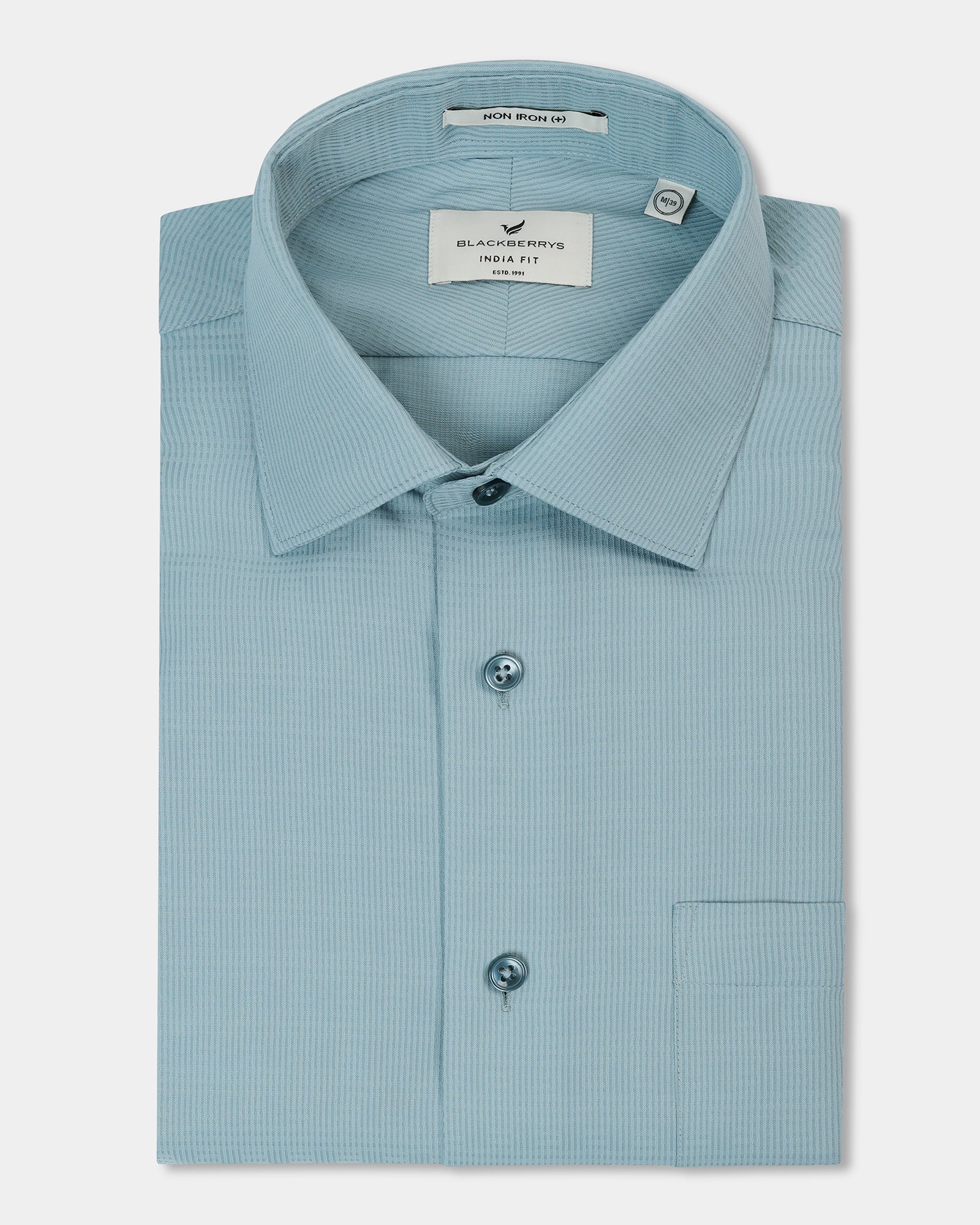 Greyish Blue Non Iron Textured Shirt - Reform E