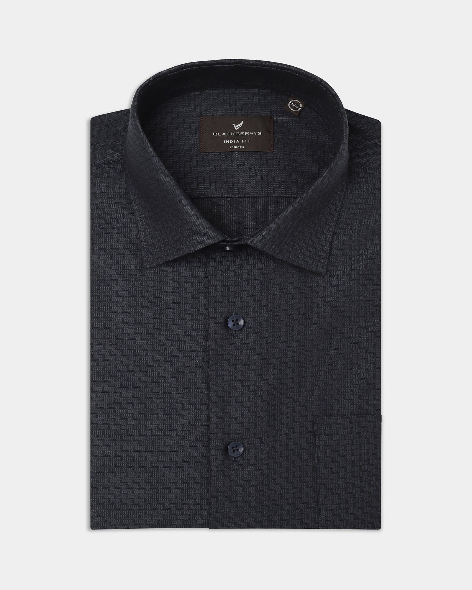 Greyish Blue Textured Shirt - Voree