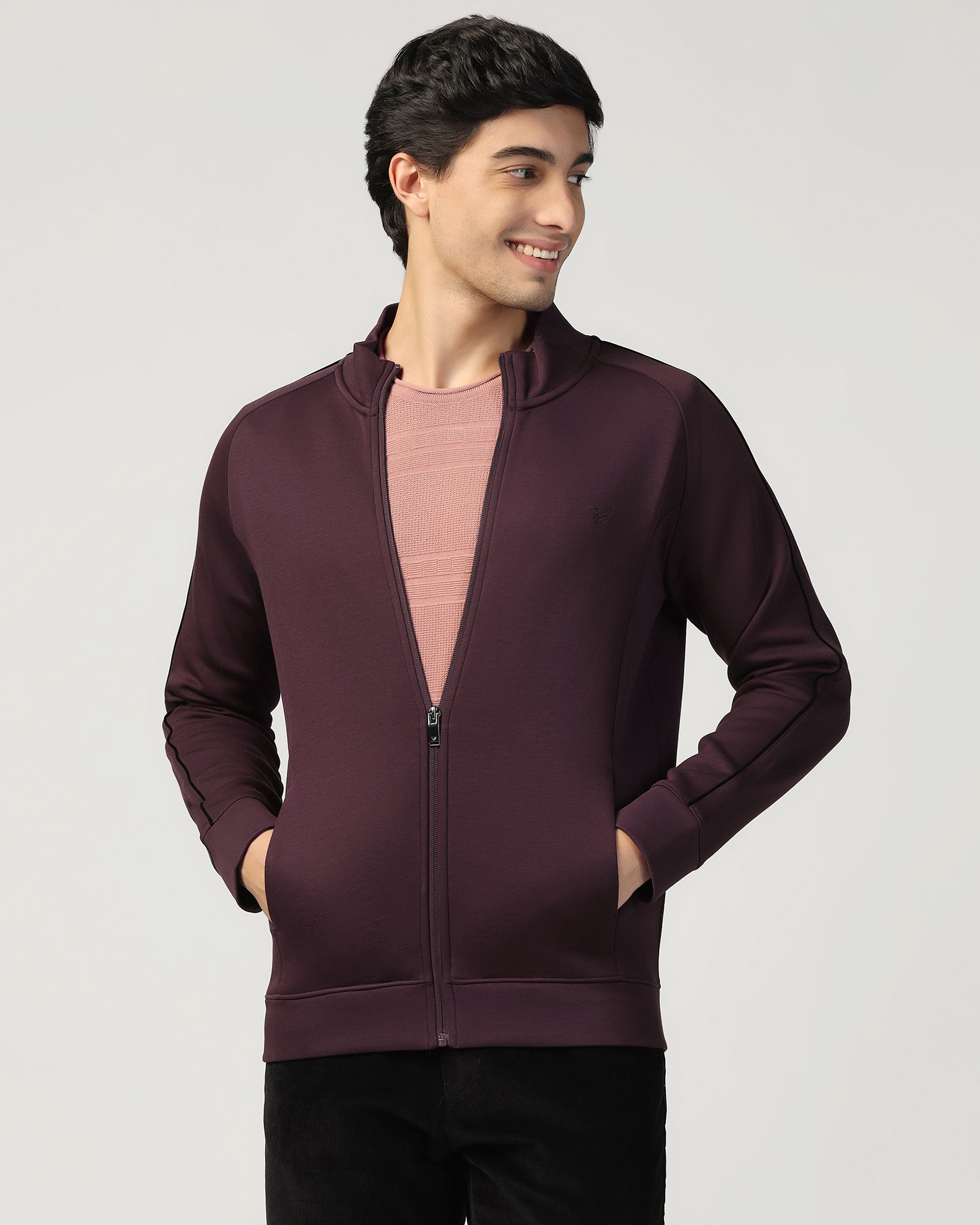 High Neck Fig Solid Sweatshirt - Decy