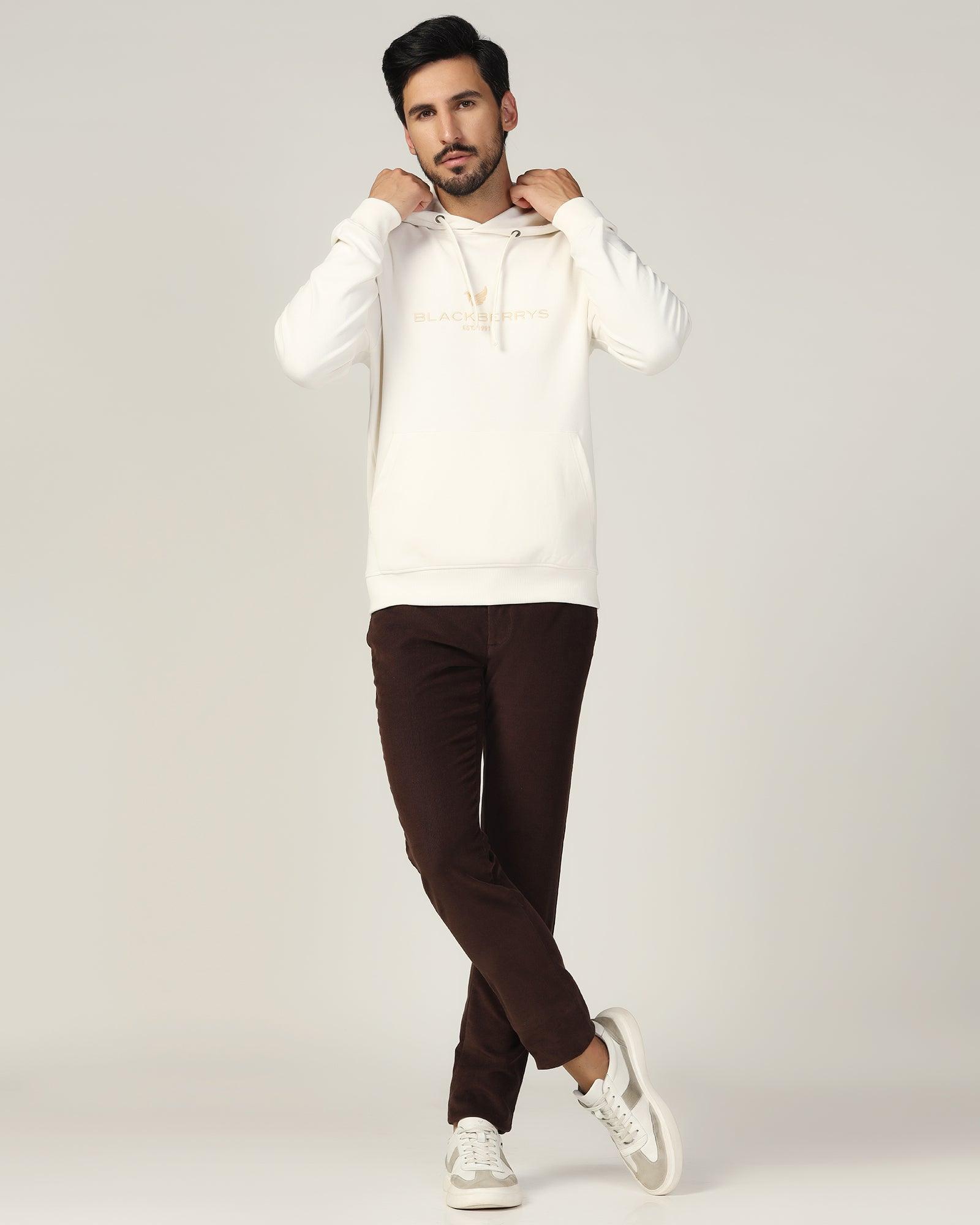 Hoodie Off White Solid Sweatshirt - Feb - Blackberrys