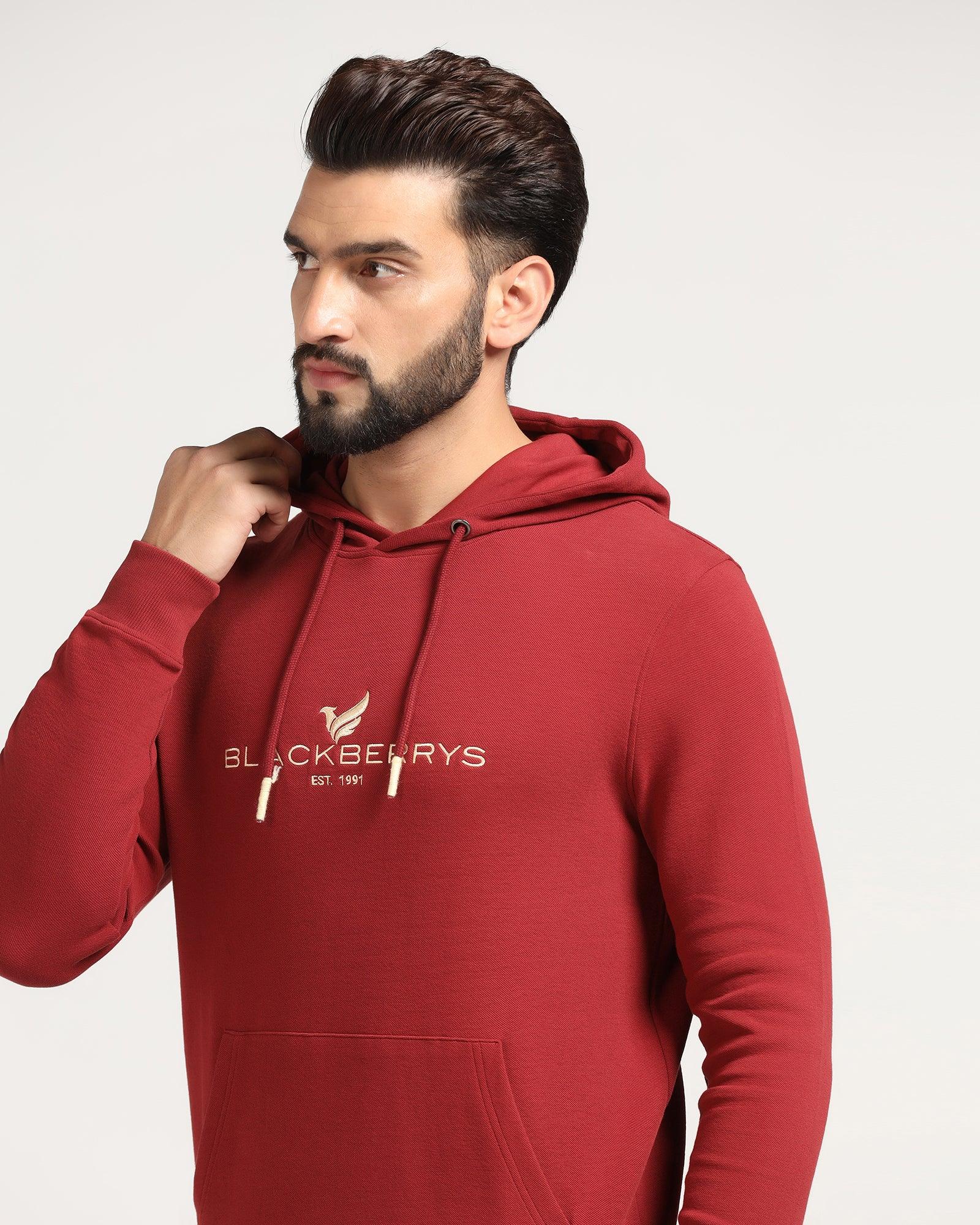 Hoodie Red Solid Sweatshirt - Feb - Blackberrys