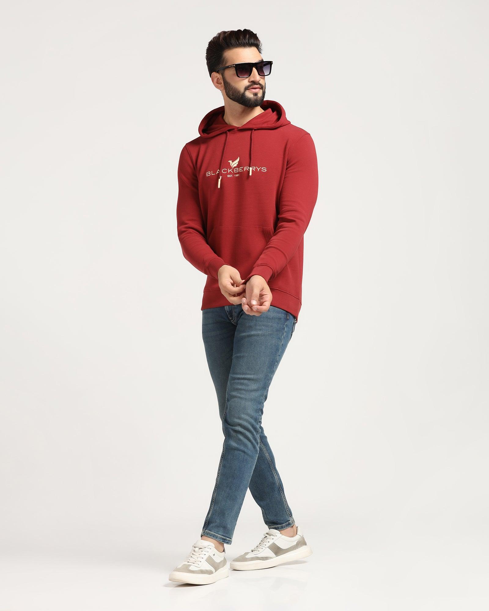 Hoodie Red Solid Sweatshirt - Feb - Blackberrys