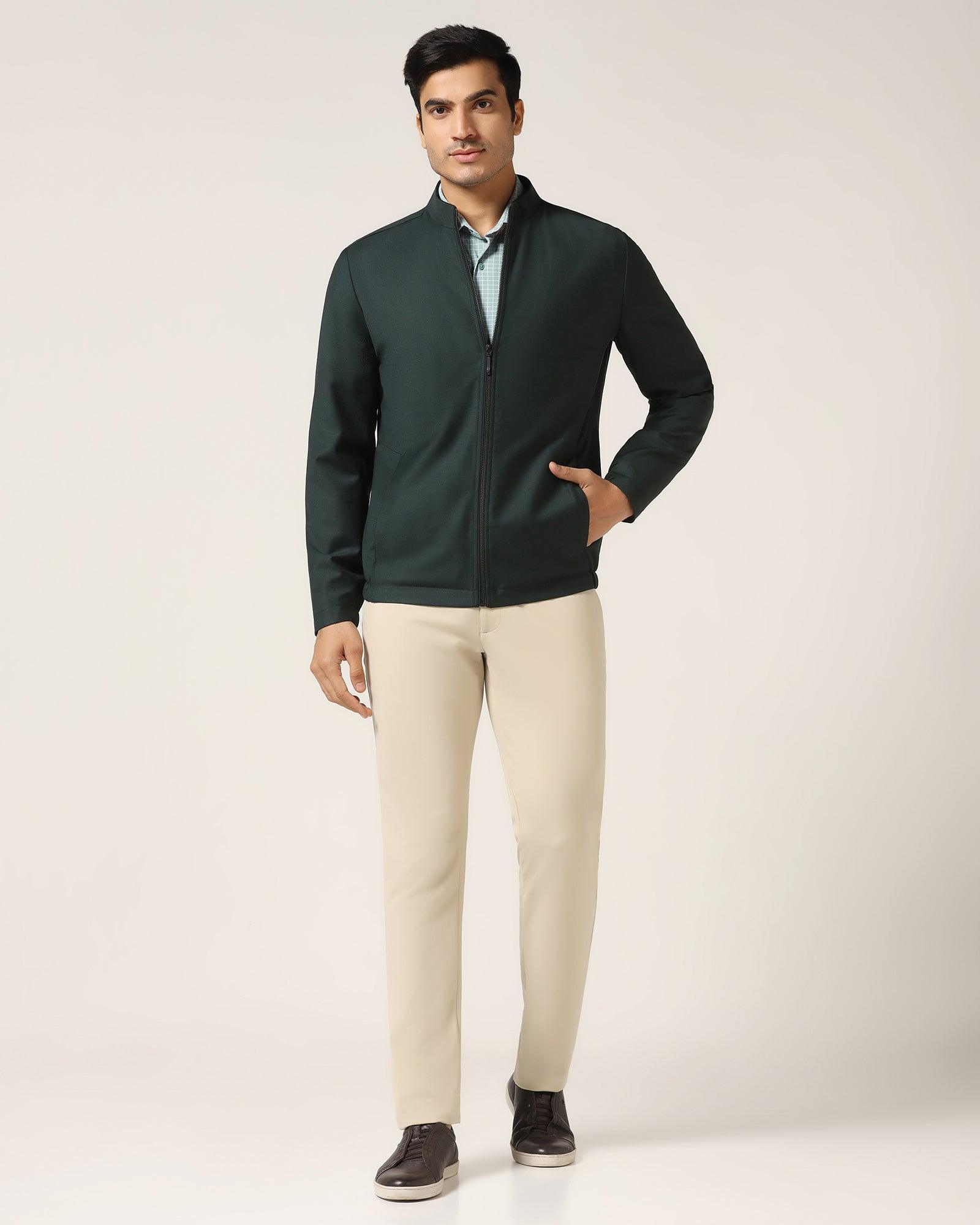 TechPro Green Solid Zipper Jacket - Zeno - Blackberrys