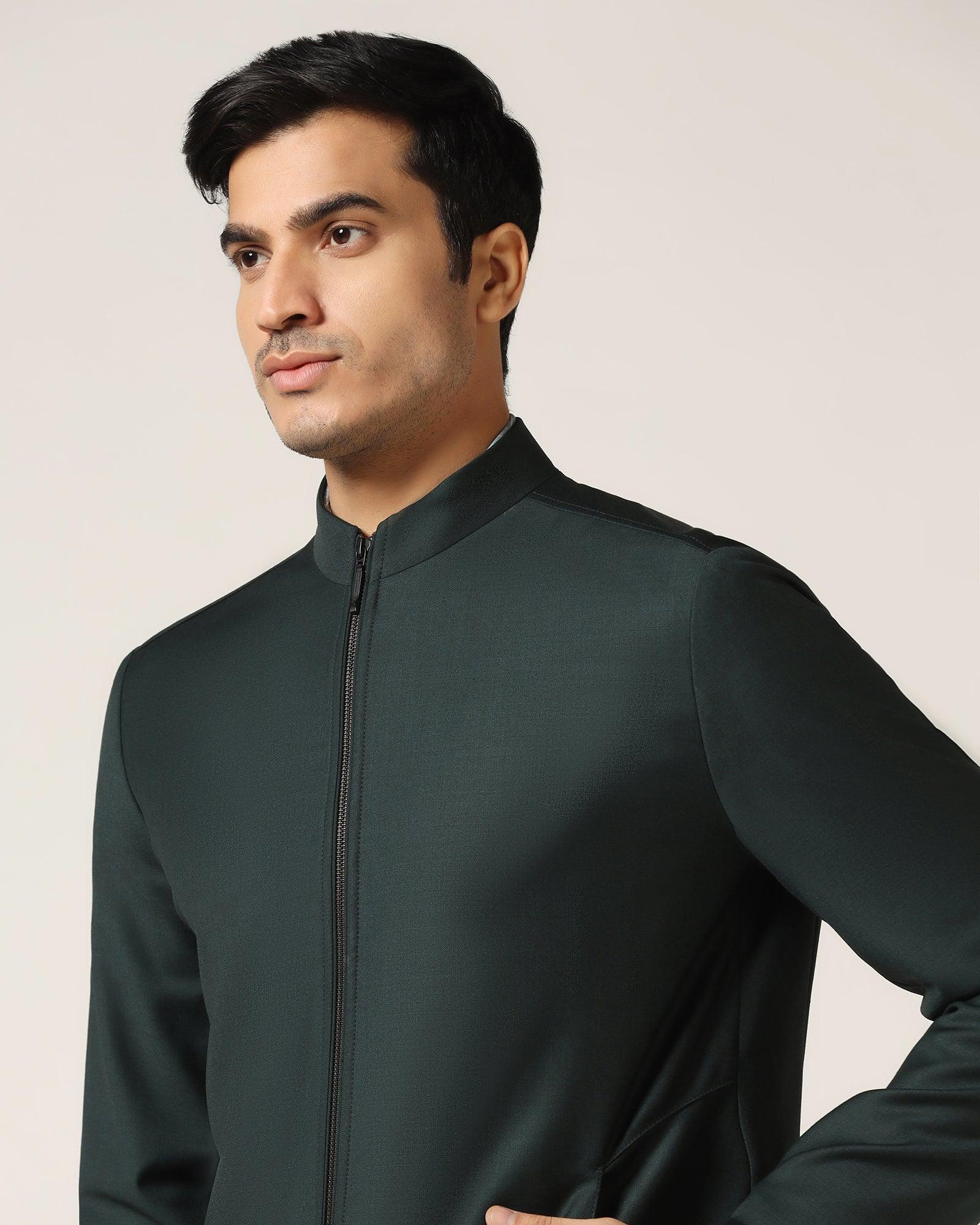 TechPro Green Solid Zipper Jacket - Zeno - Blackberrys