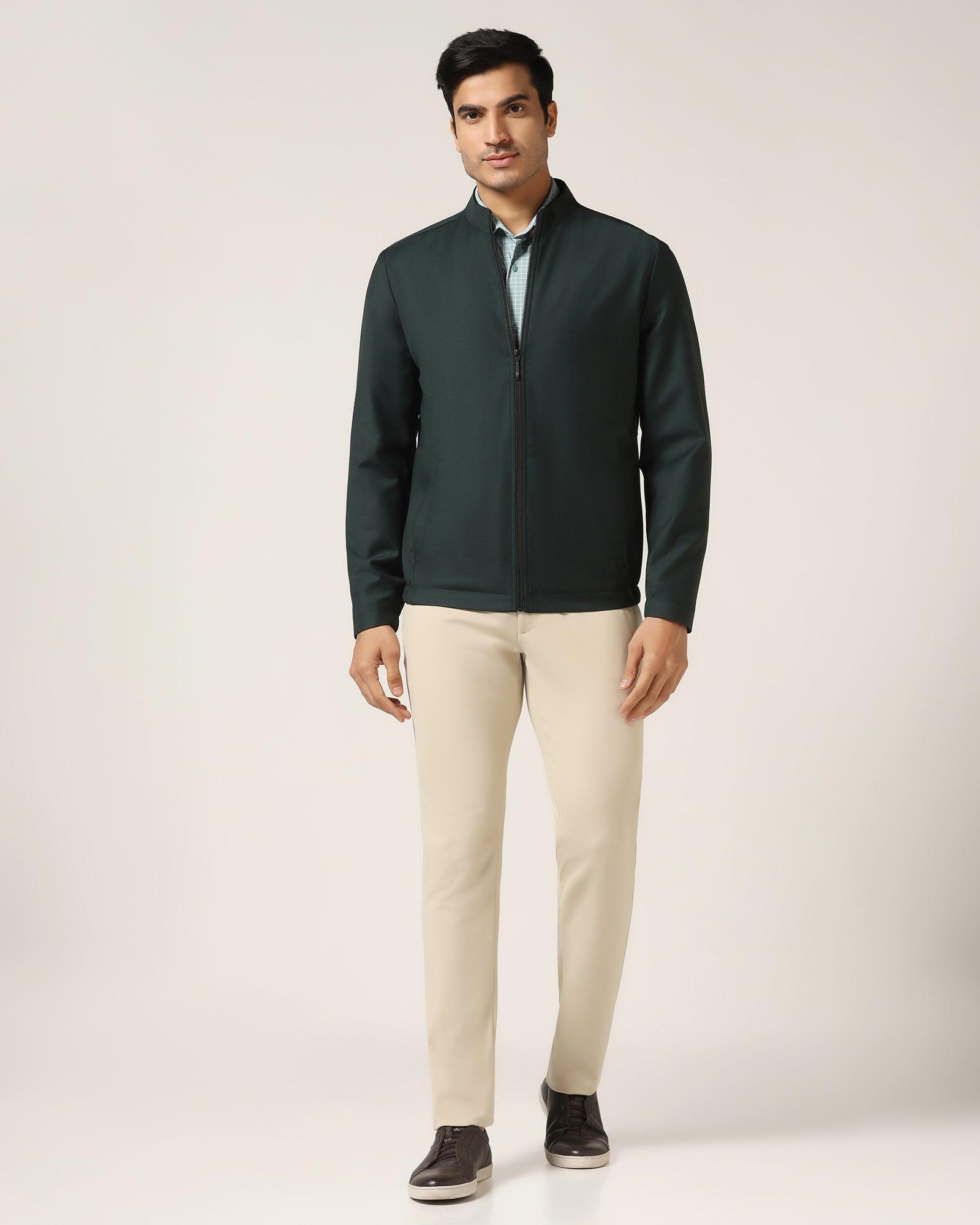 TechPro Green Solid Zipper Jacket - Zeno - Blackberrys