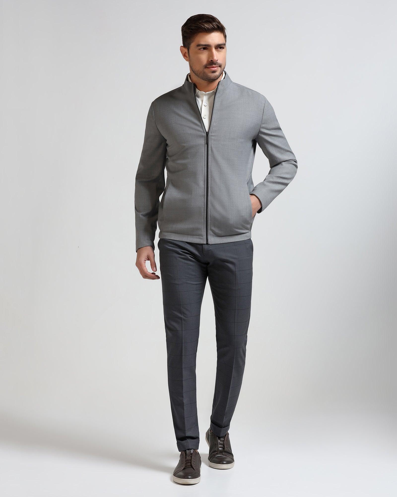 TechPro Grey Solid Zipper Jacket - Zeno - Blackberrys