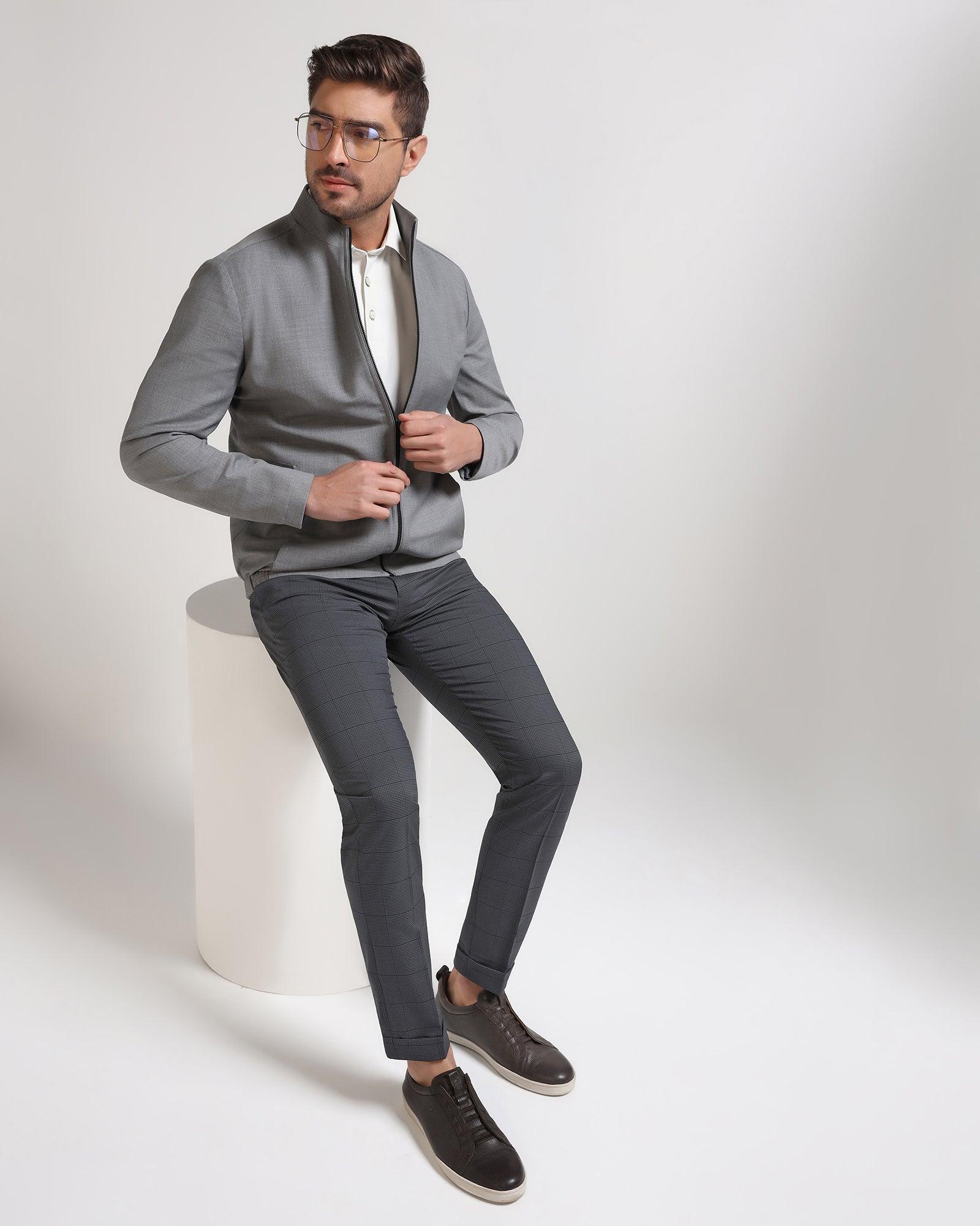 TechPro Grey Solid Zipper Jacket - Zeno - Blackberrys