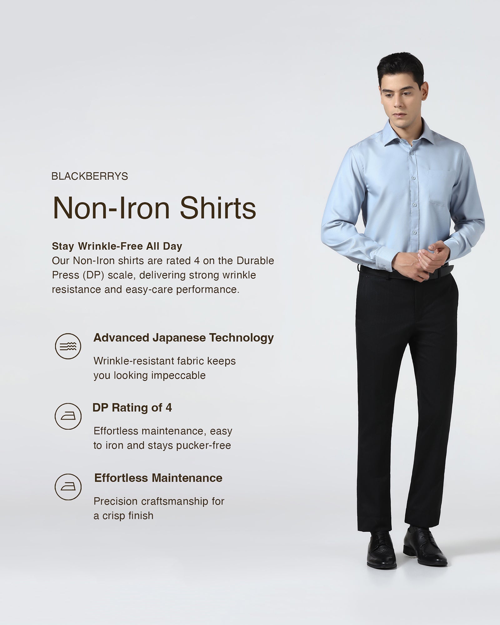 Ice Blue Non Iron Textured Shirt - Eliot