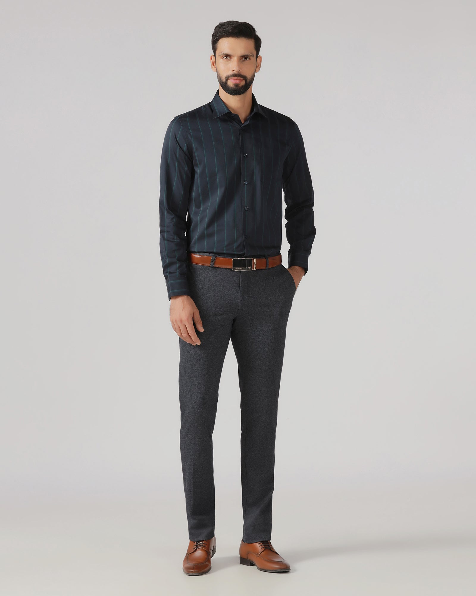 Indigo Solid Trouser - Chardonnay