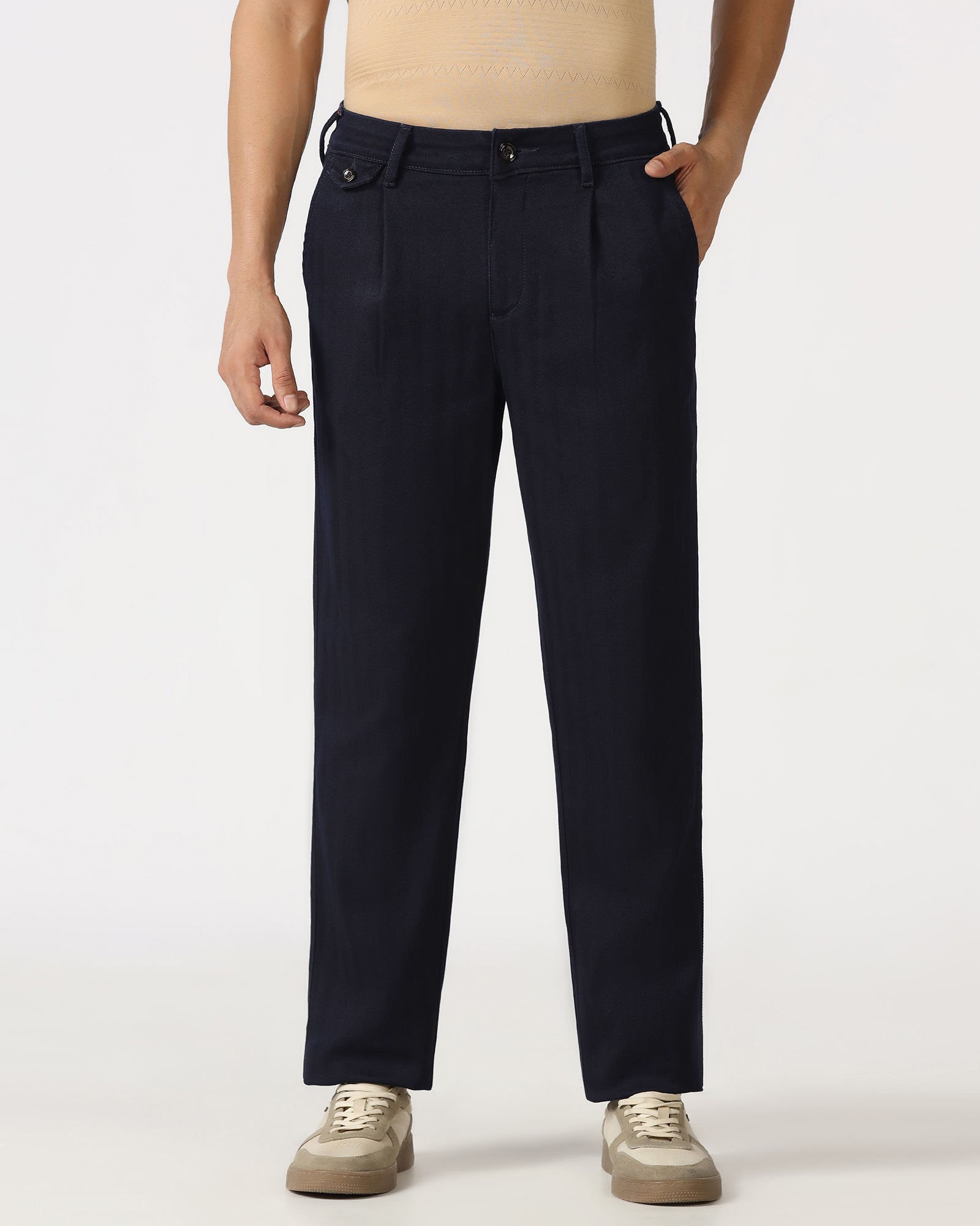 Indigo Super Clean Pleated Comfort Fit Jeans - Cora