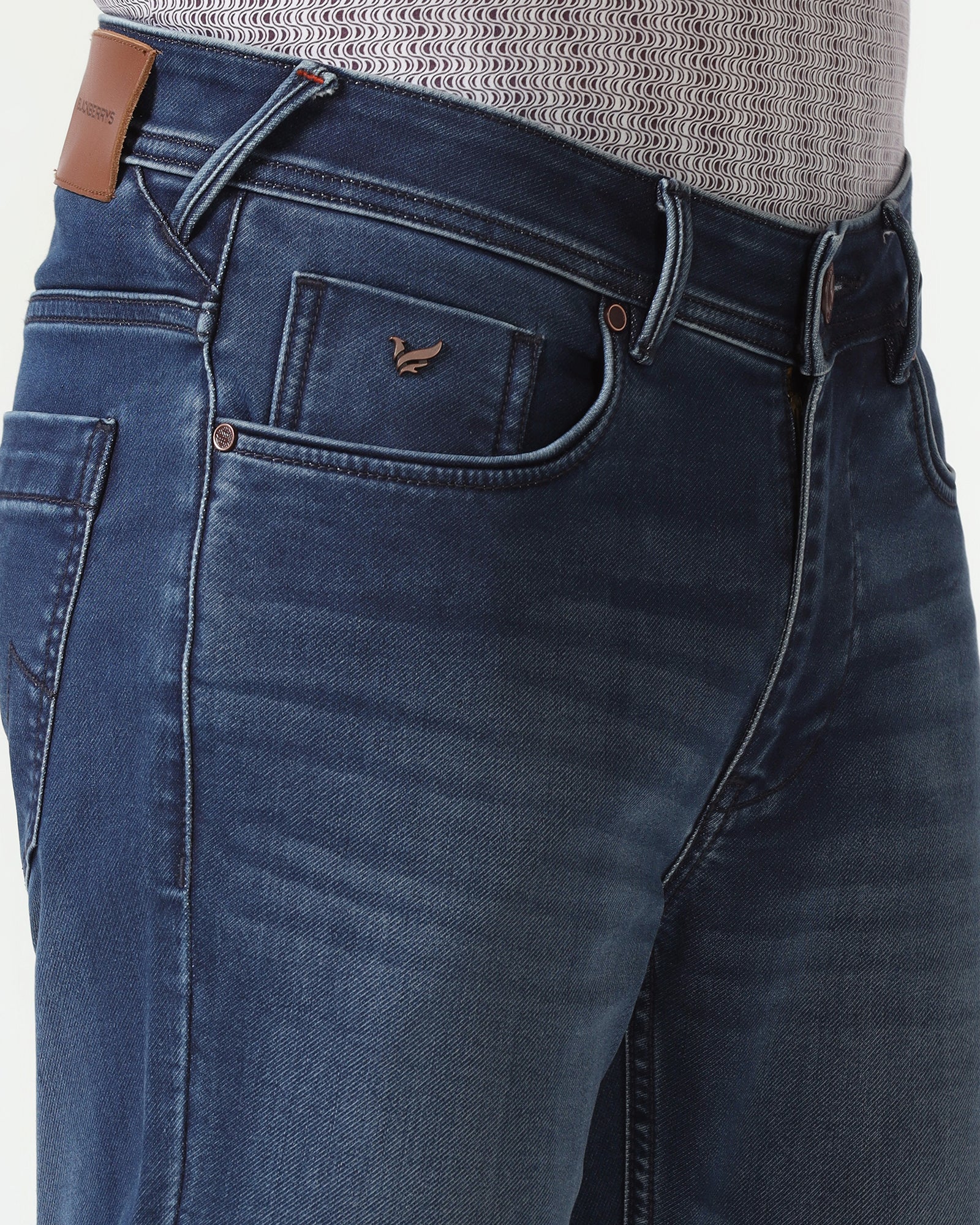 Indigo Ultrasoft Straight Comfort Jeans - Leopord