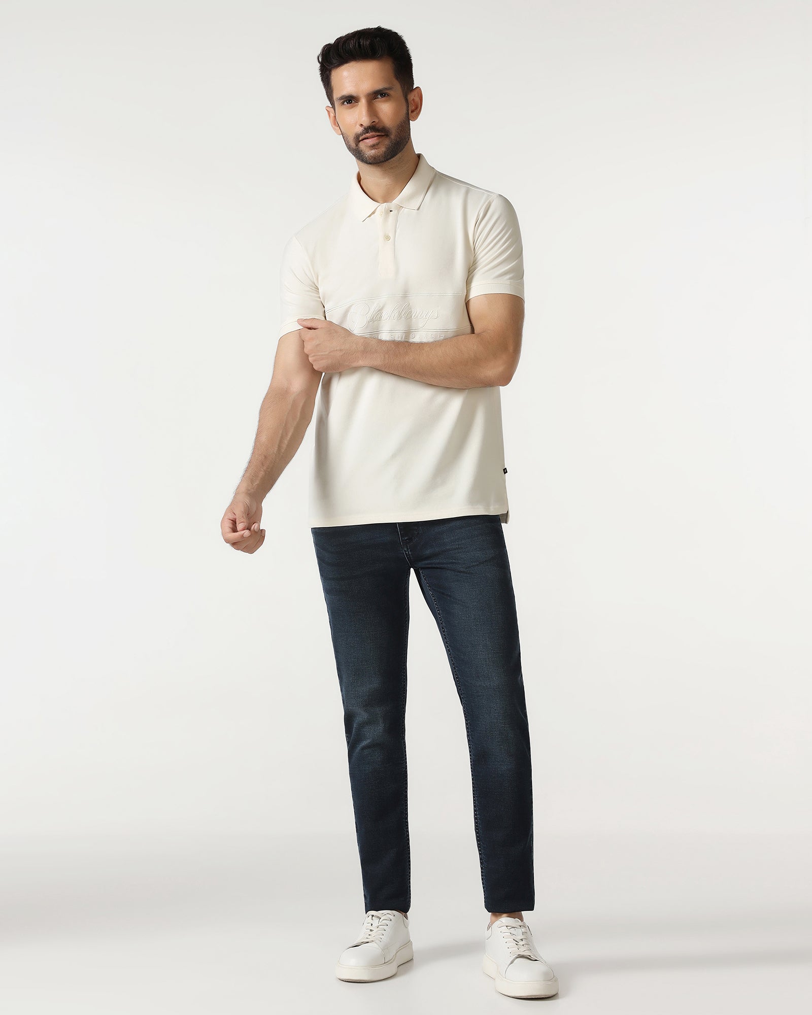 Ivory White Solid Polo - Grand