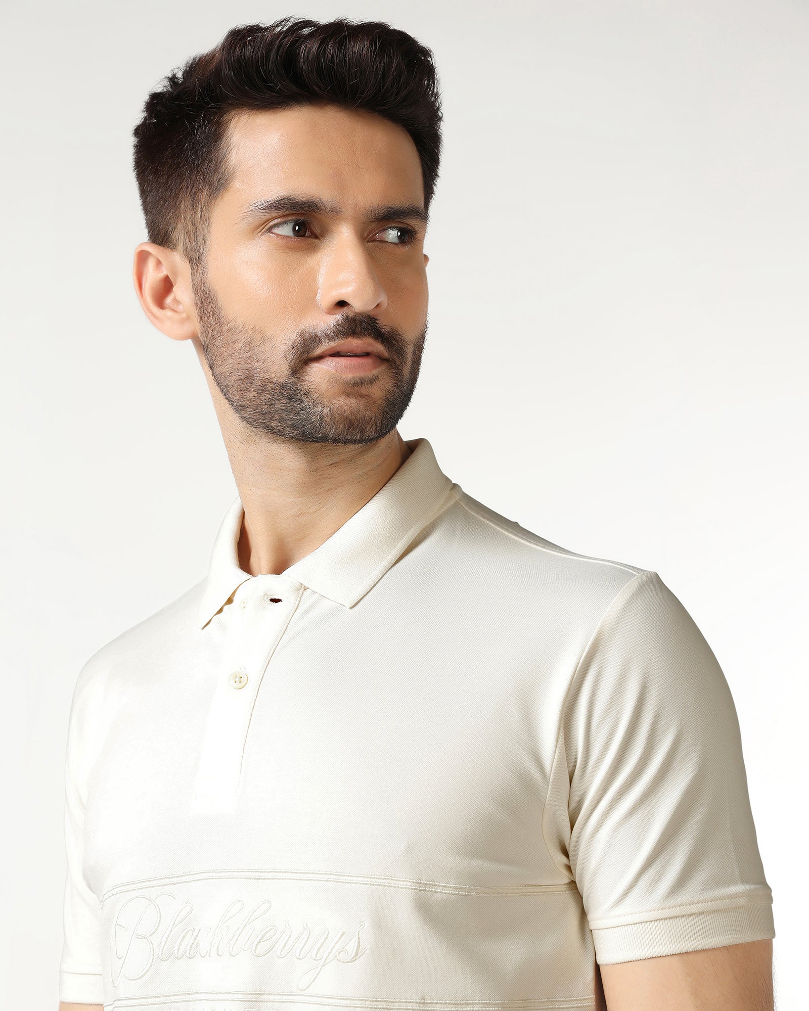 Ivory White Solid Polo - Grand