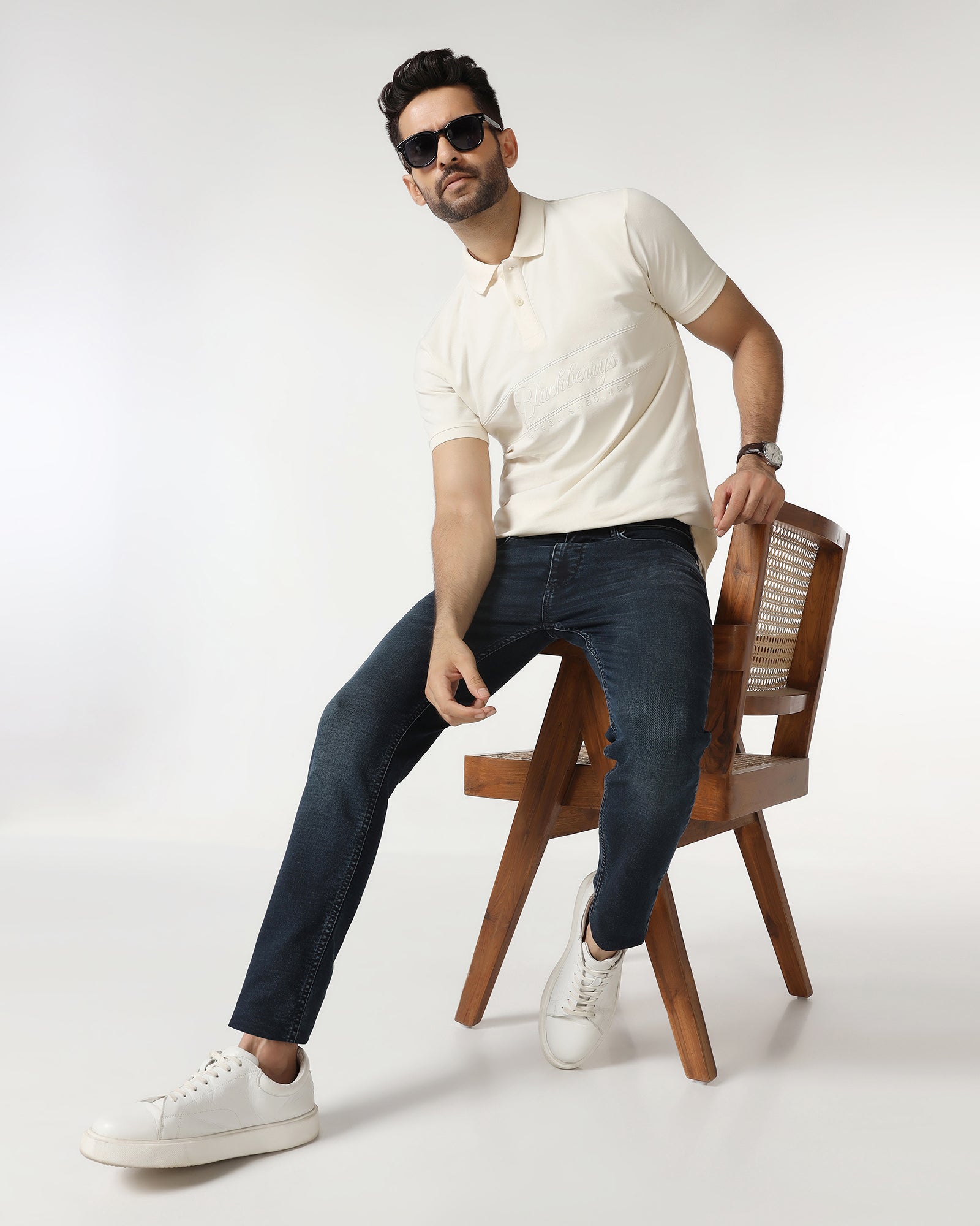 Ivory White Solid Polo - Grand