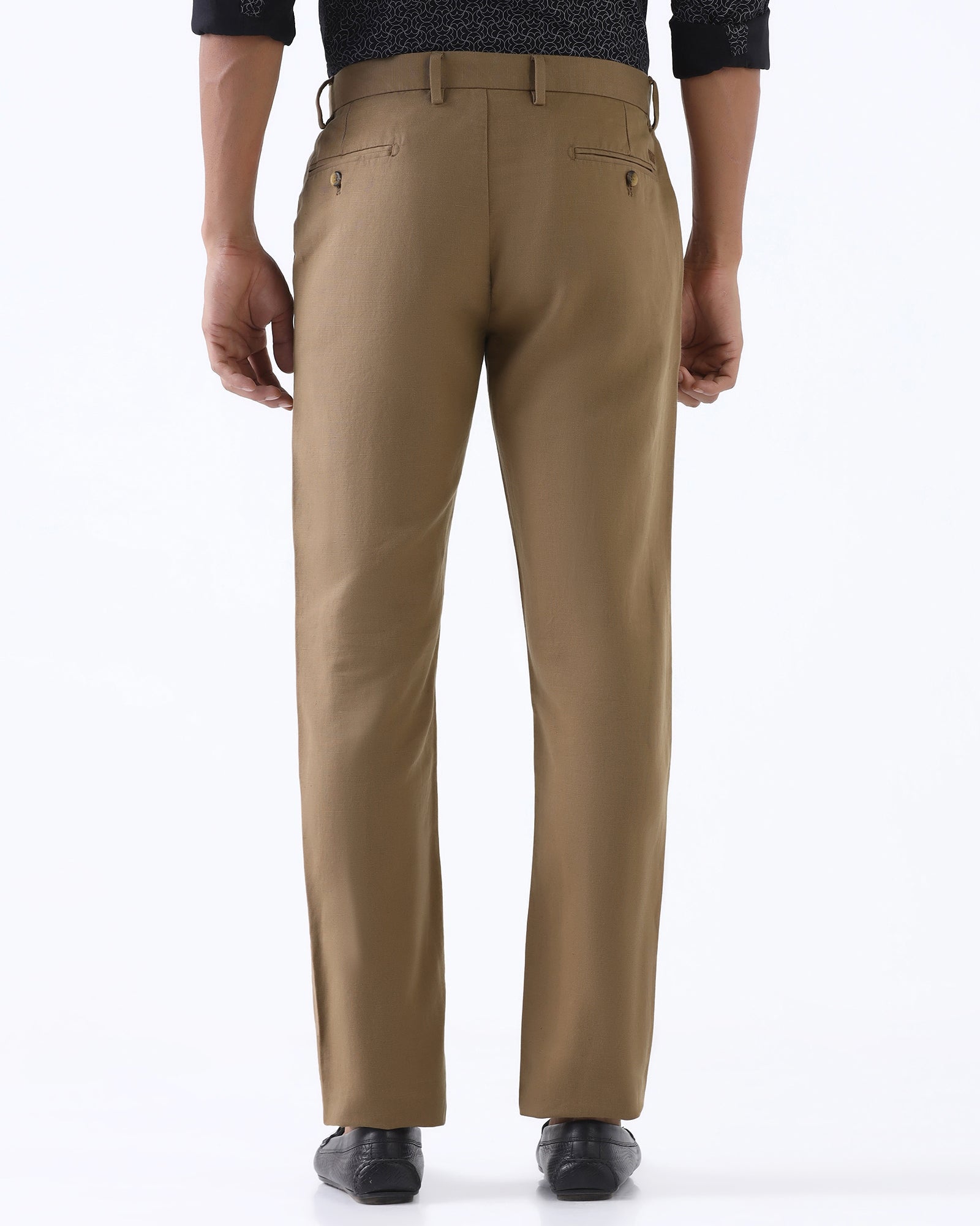 Khaki Linen Solid Khakis - Hazel