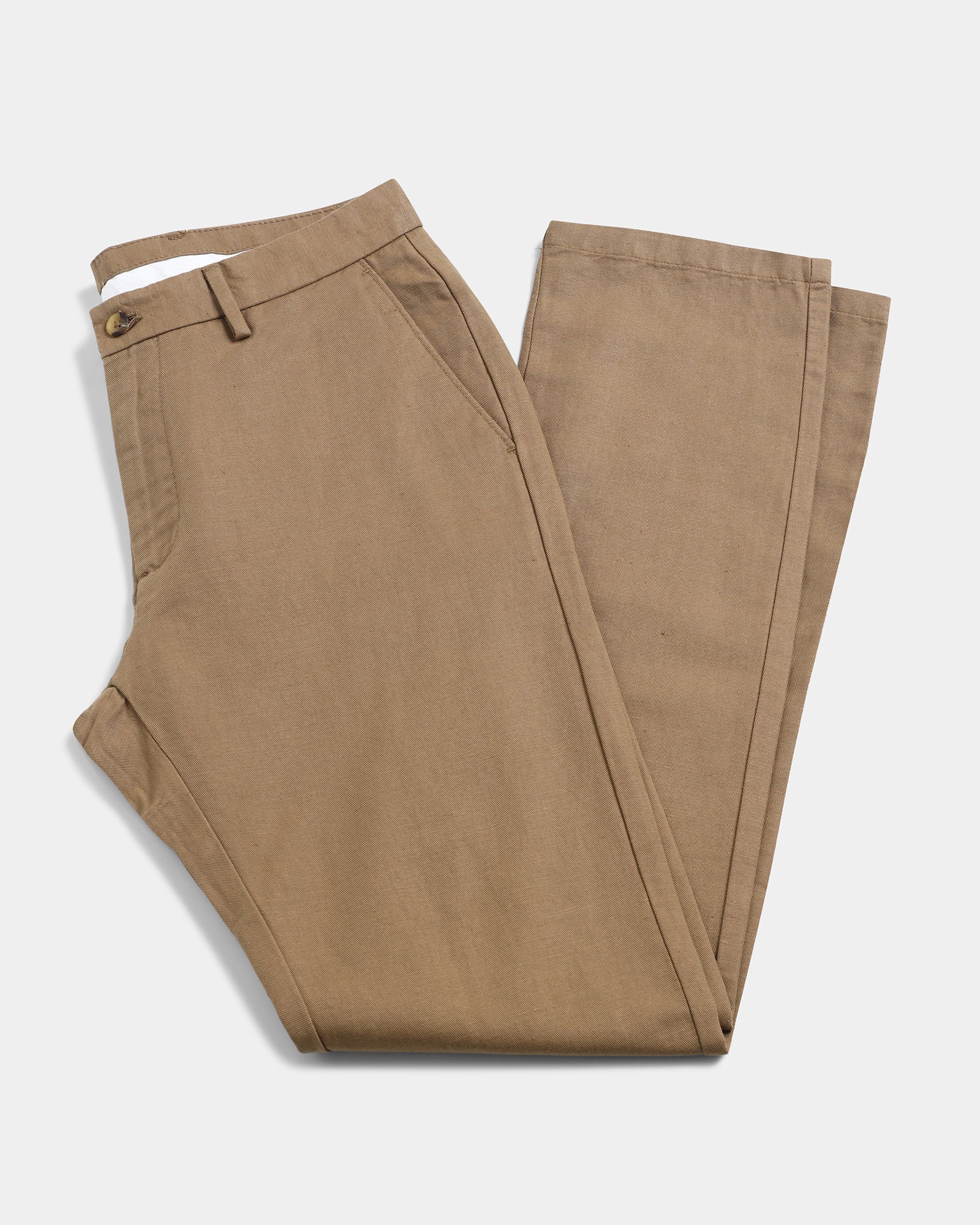 Khaki Linen Solid Khakis - Hazel