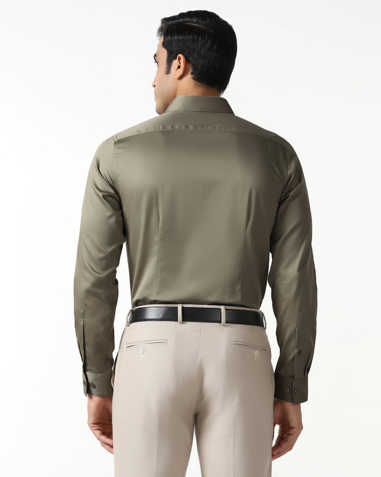 Khaki Non Iron Solid Shirt - Liviya