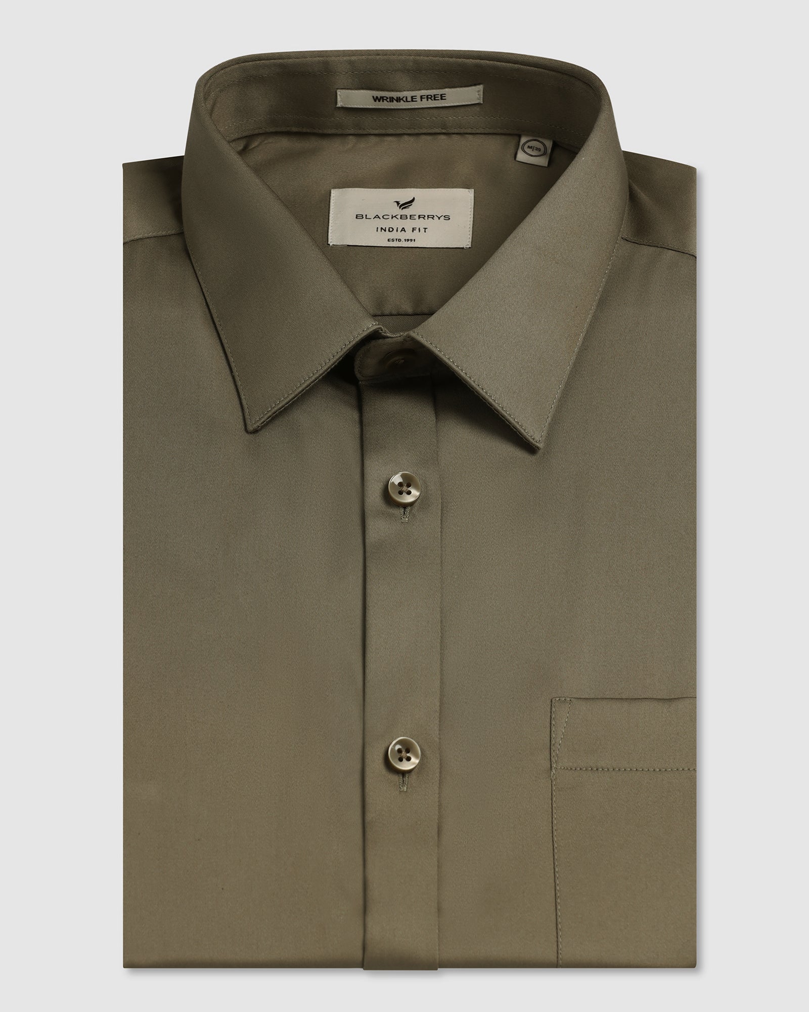 Khaki Non Iron Solid Shirt - Liviya