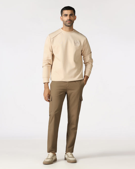 Khaki Relaxed Fit Textured Pant - Rill