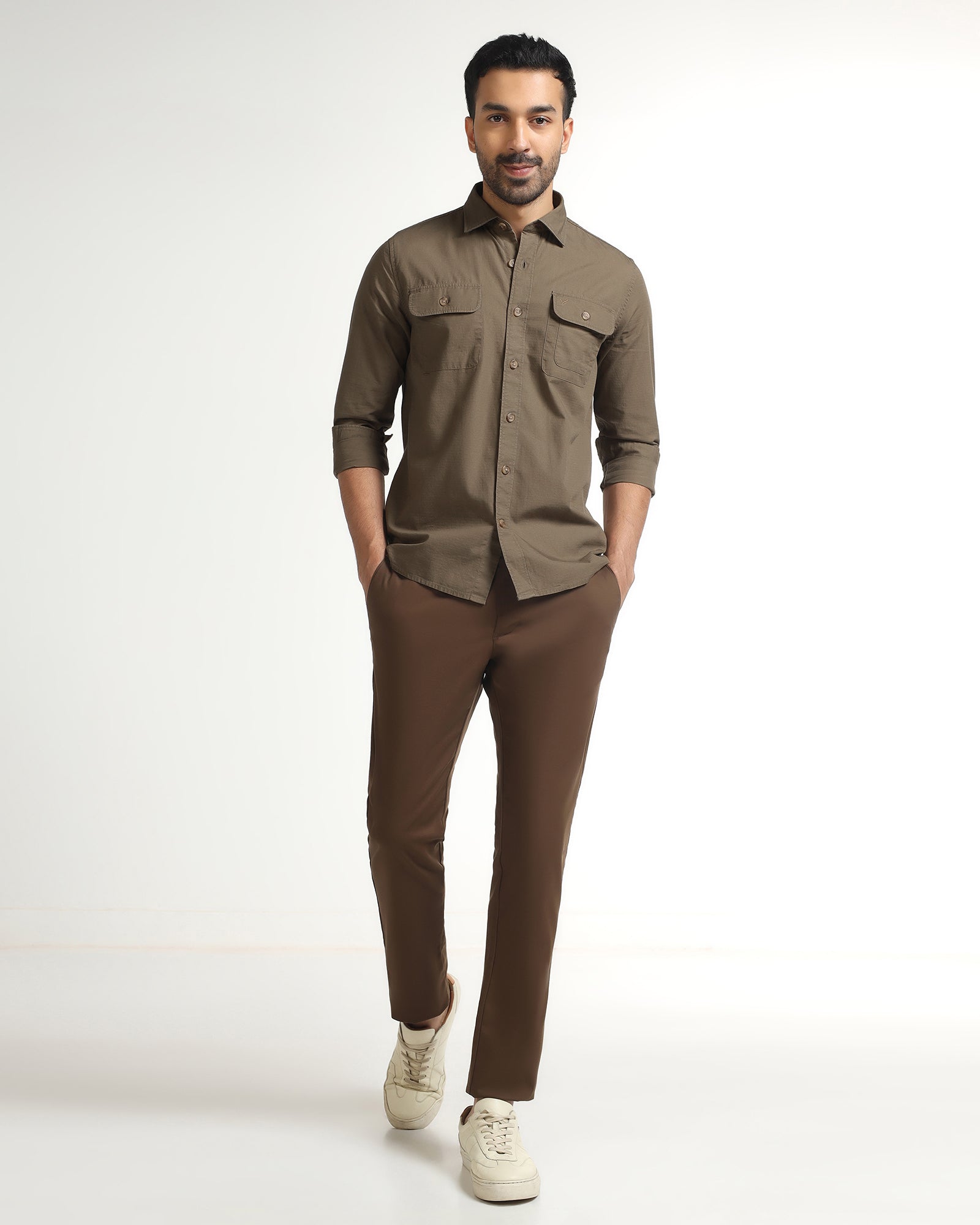 Khaki Solid Shirt - Renob