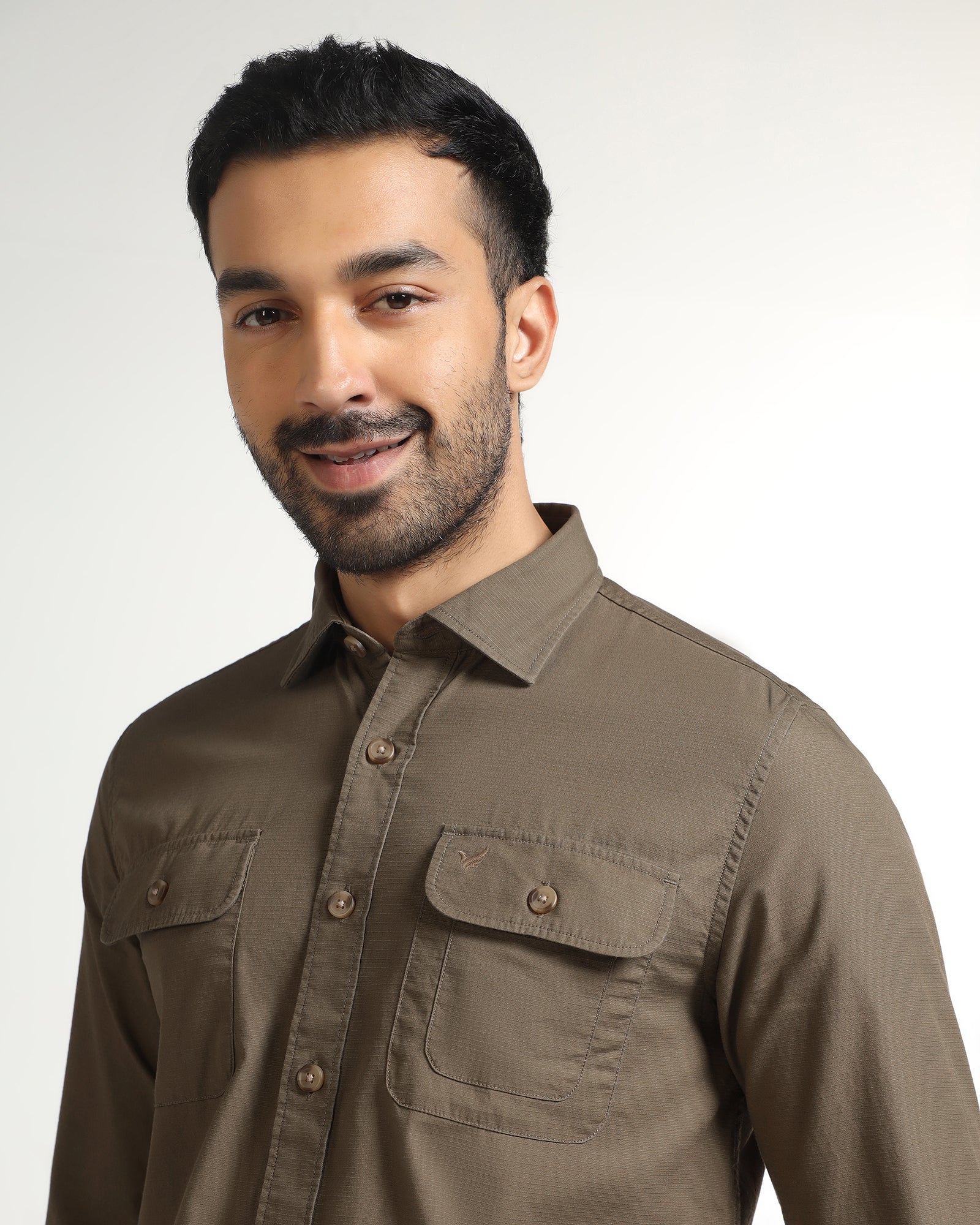 Khaki Solid Shirt - Renob