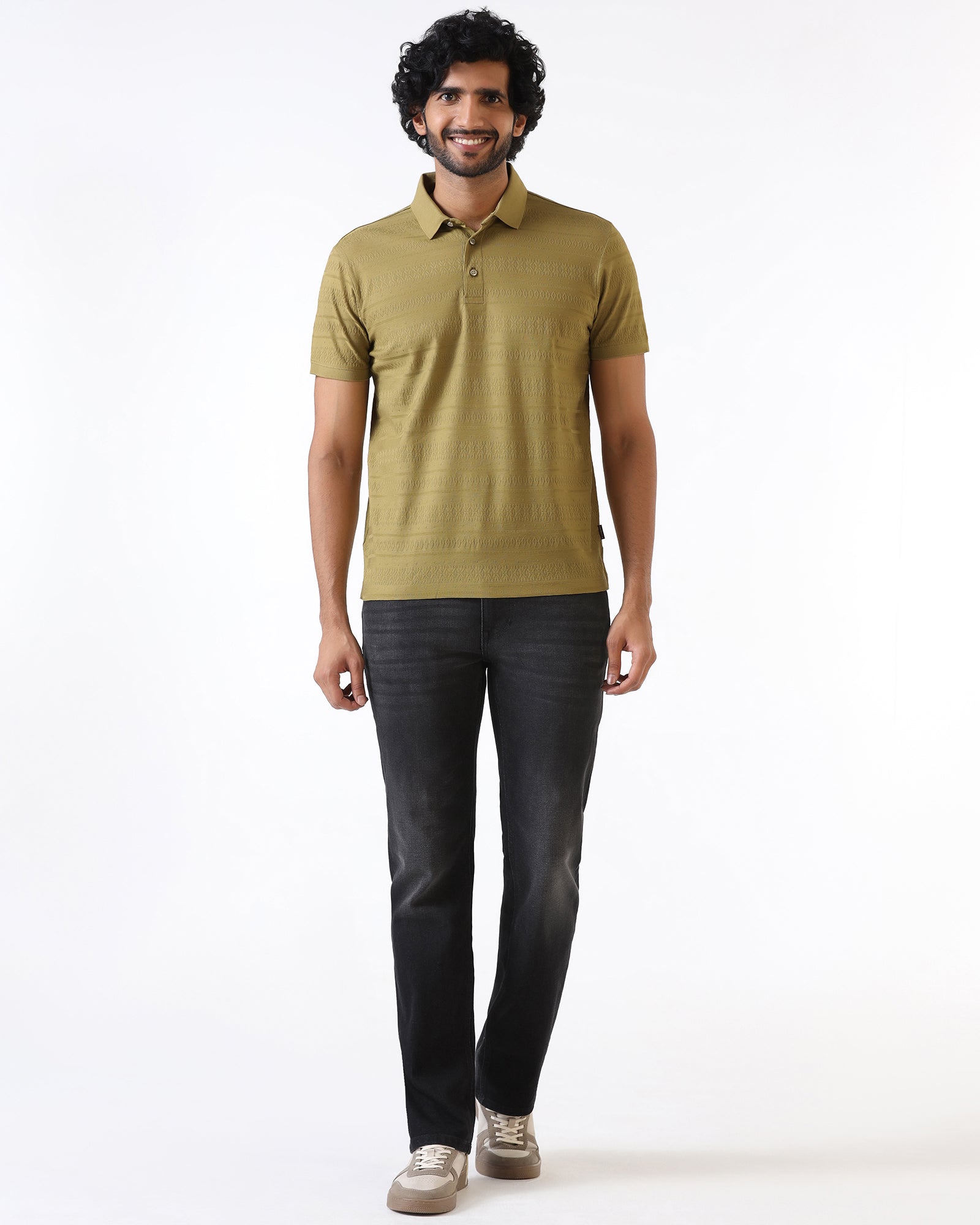 Khaki Textured Polo - Tomb