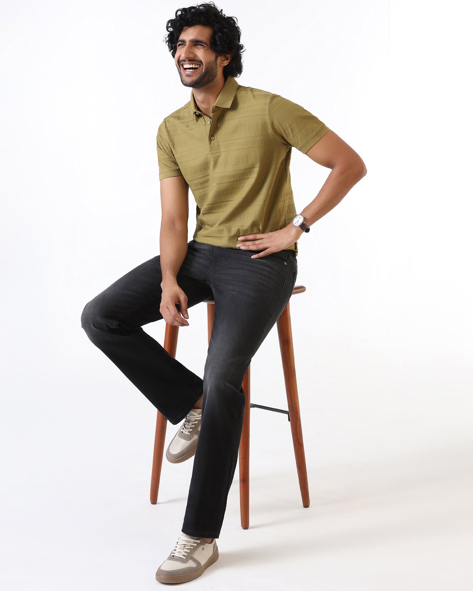 Khaki Textured Polo - Tomb