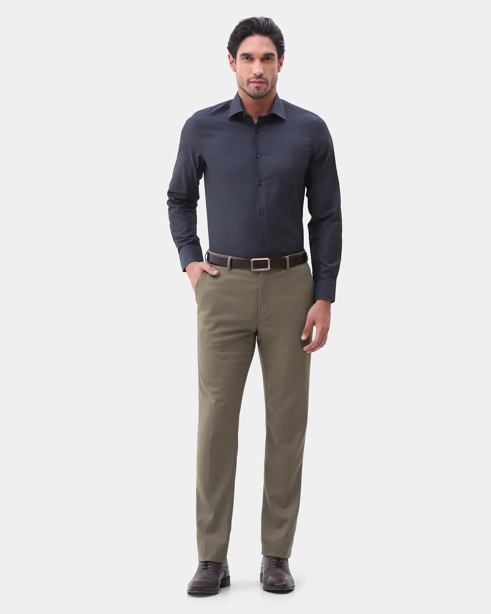 Khaki Textured Trouser - Morfe
