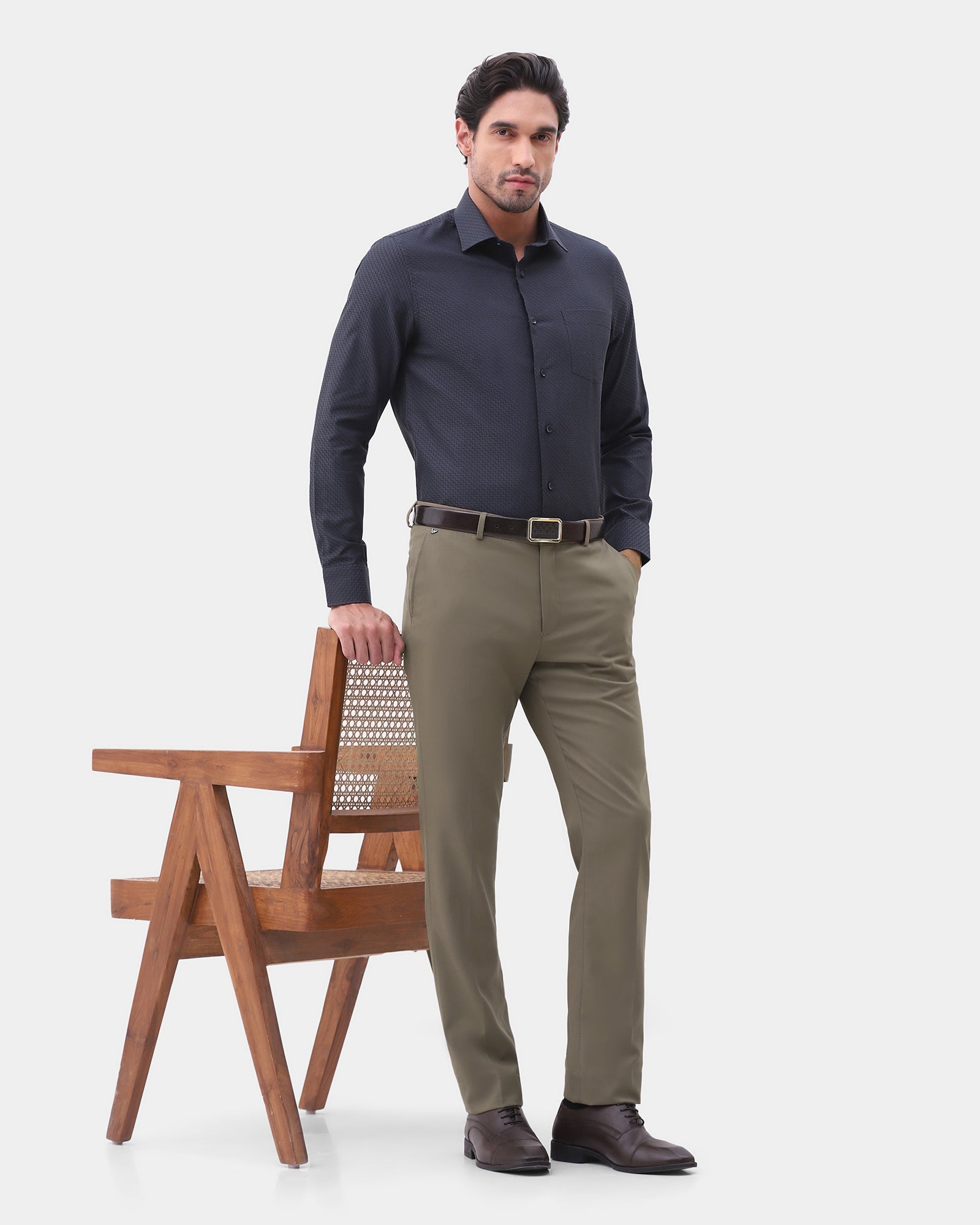 Khaki Textured Trouser - Morfe
