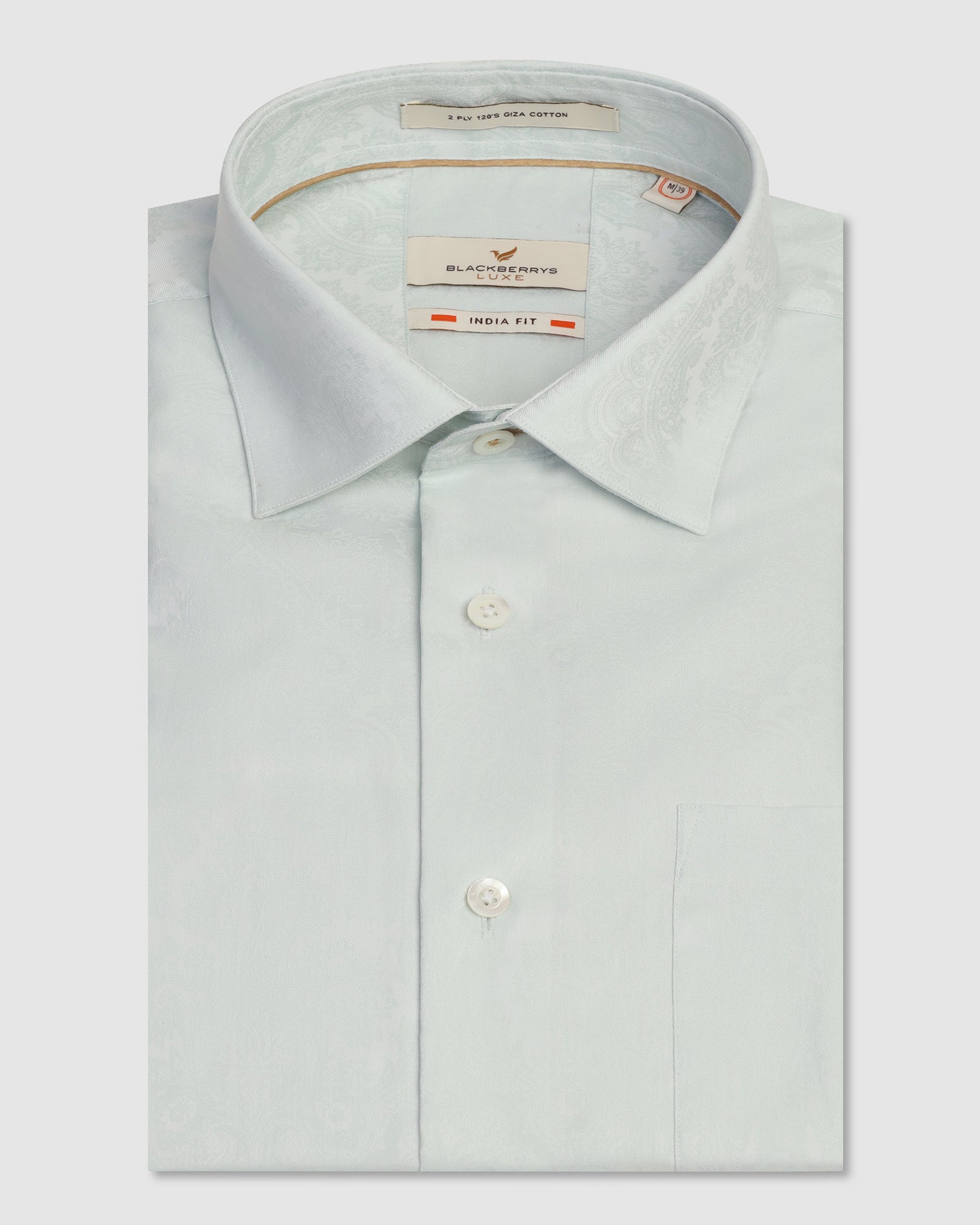 Luxe Formal Aqua Jacquard Shirt - Zinnia