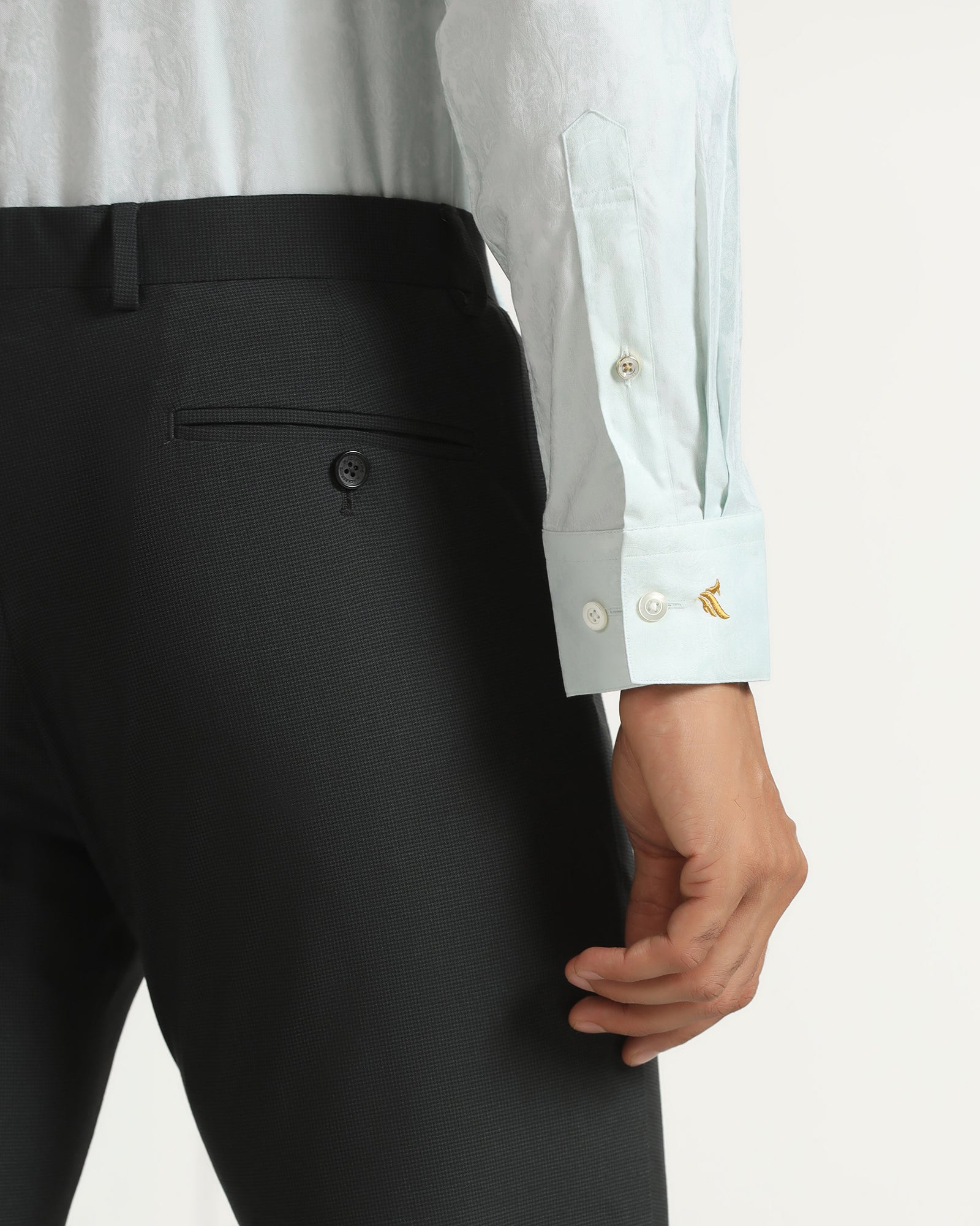 Luxe Formal Aqua Jacquard Shirt - Zinnia