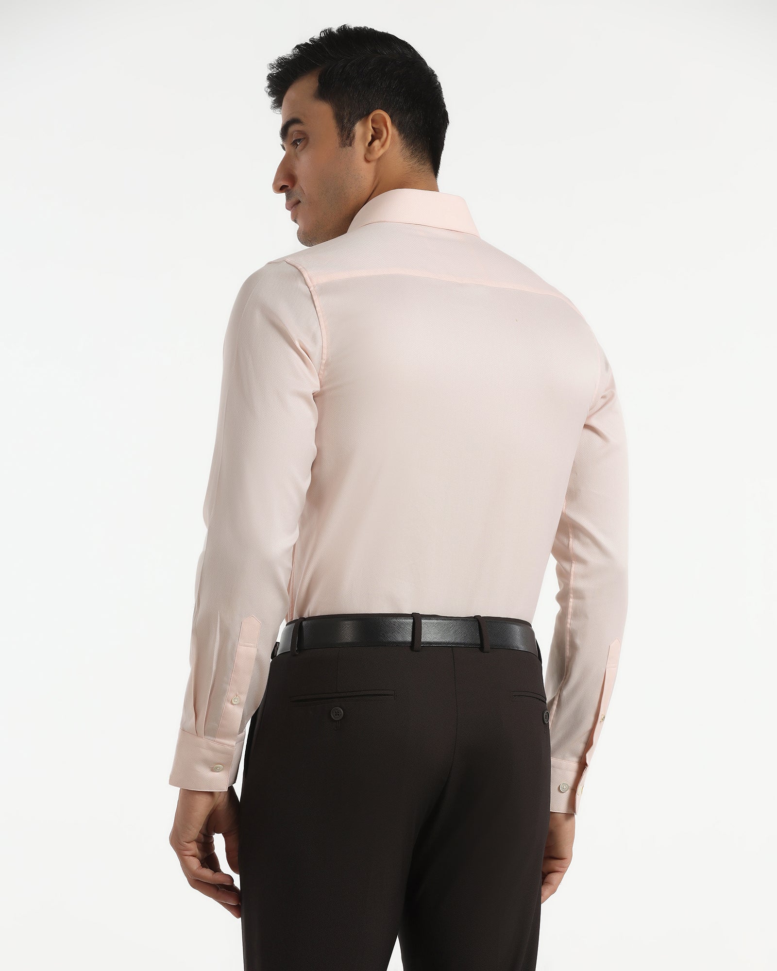 Luxe Formal Peach Textured Shirt - Thyme