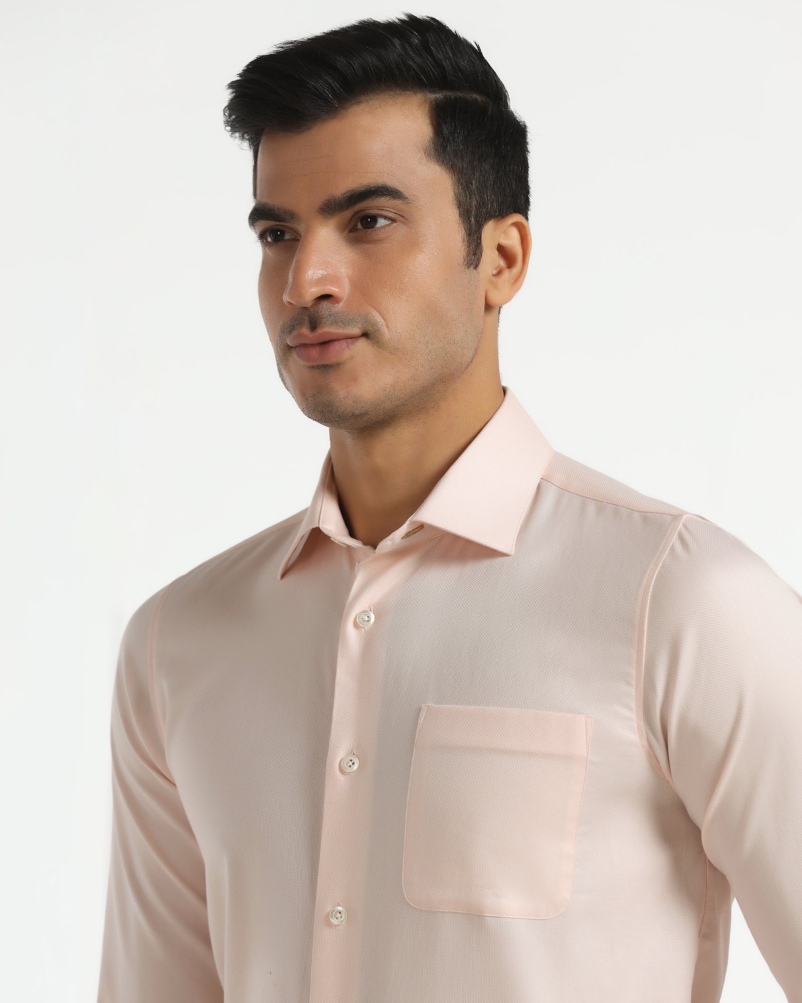 Luxe Formal Peach Textured Shirt - Thyme