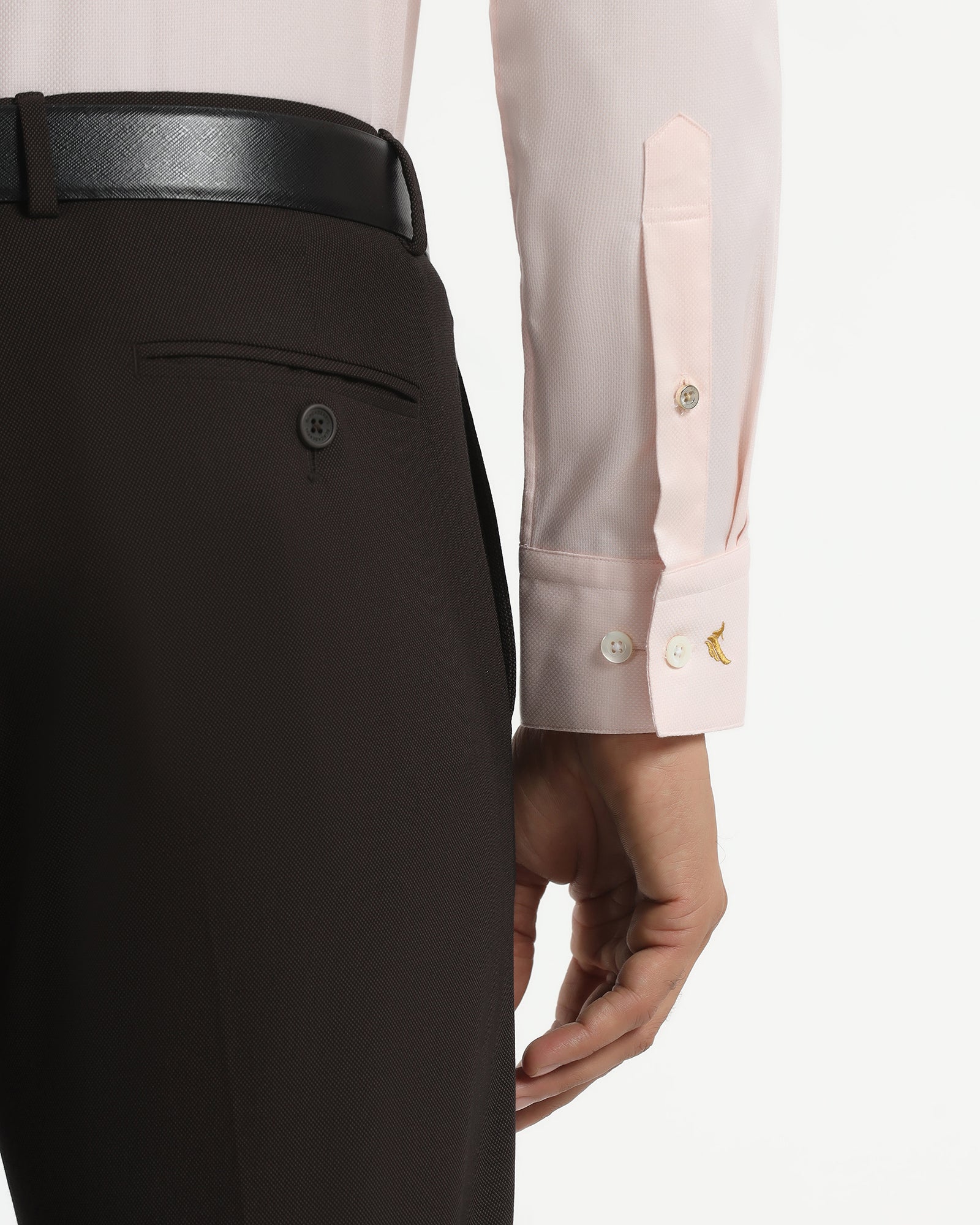 Luxe Formal Peach Textured Shirt - Thyme