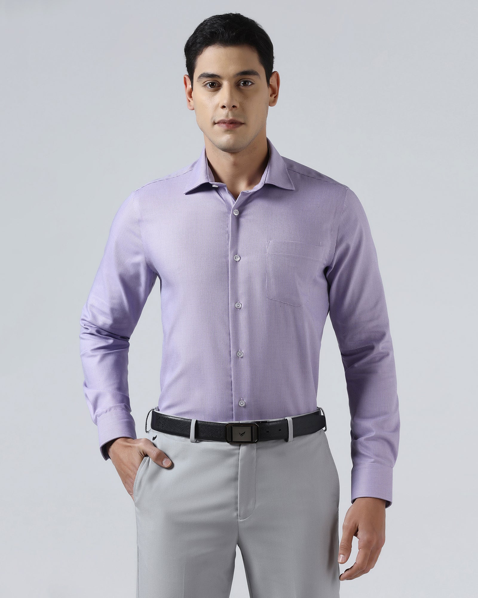Lavender Non Iron Textured Shirt - Ester