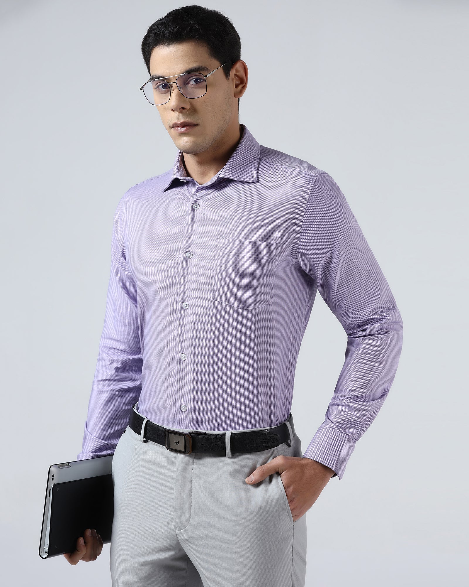 Lavender Non Iron Textured Shirt - Ester