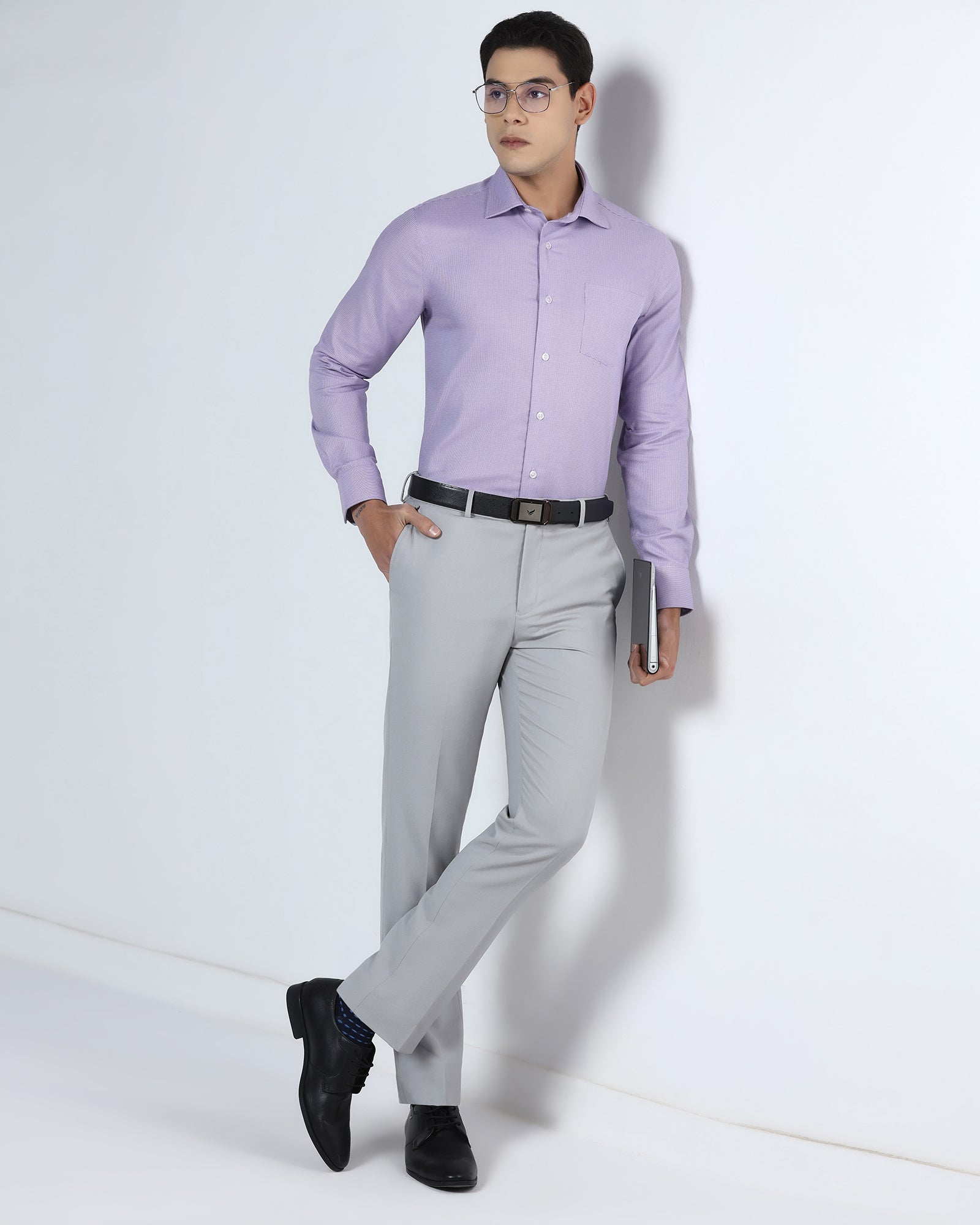 Lavender Non Iron Textured Shirt - Ester