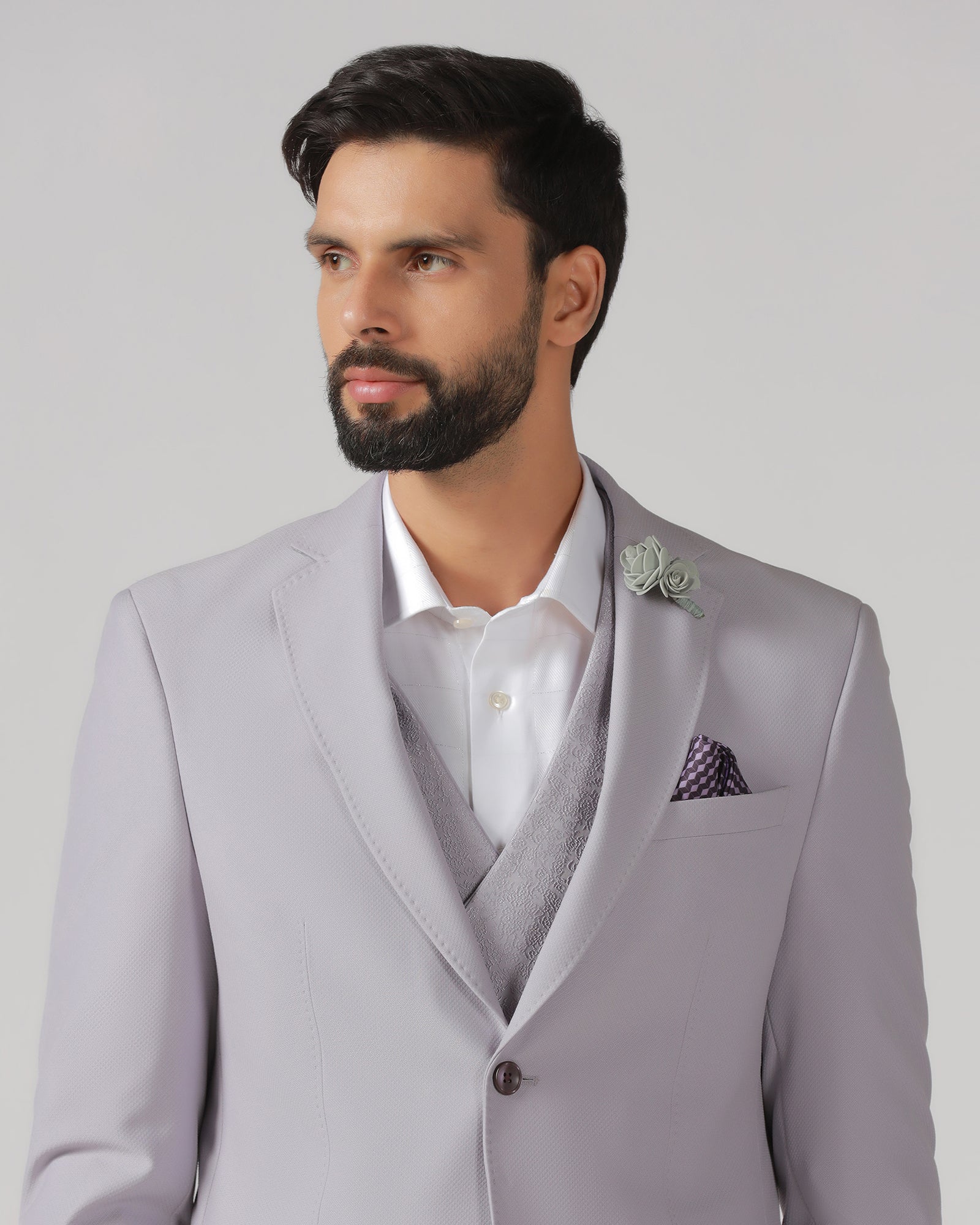 Lavender Three Piece Textured Suit - Heddle