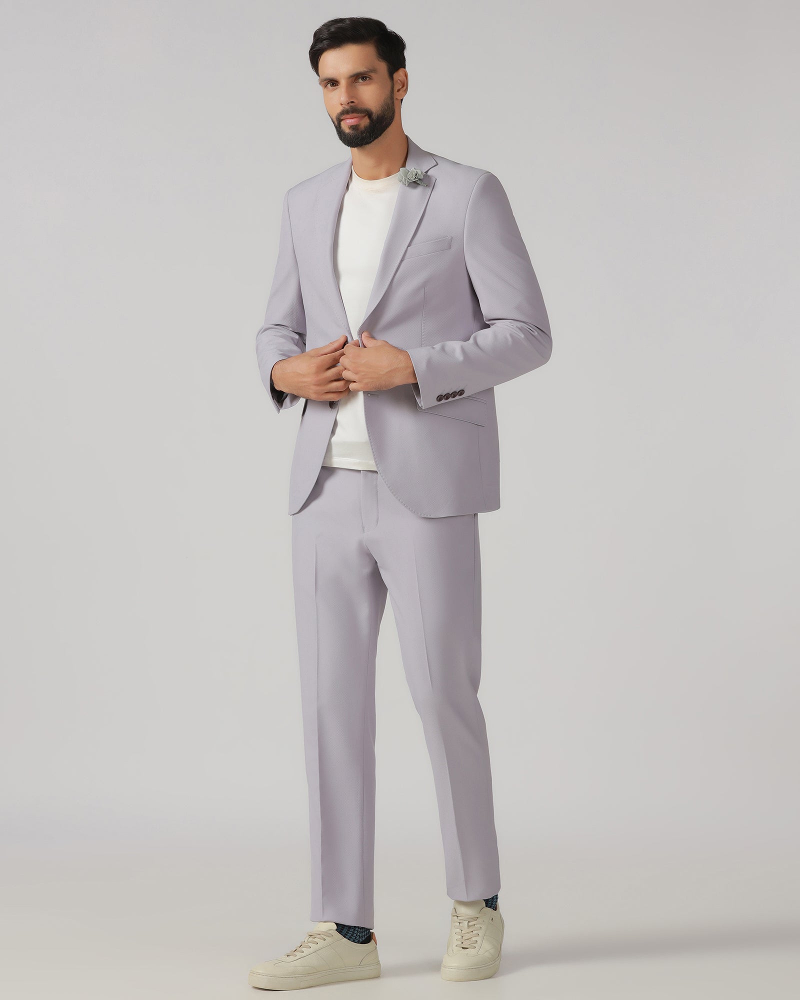Lavender Three Piece Textured Suit - Heddle
