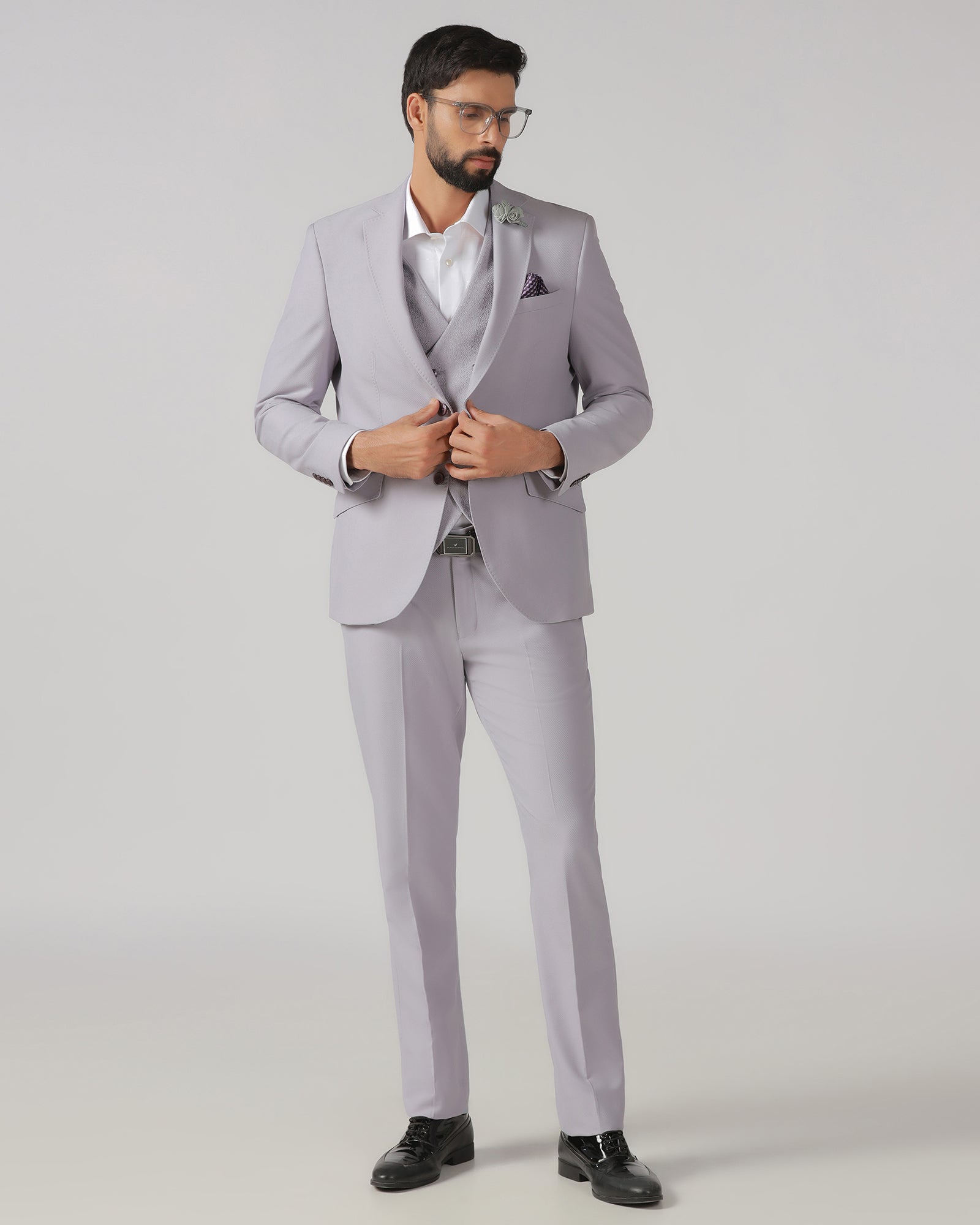 Lavender Three Piece Textured Suit - Heddle