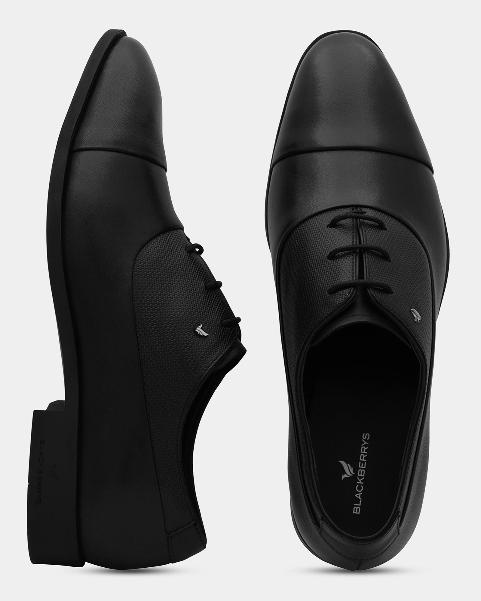 Leather Black Solid Oxford Shoes - Andean