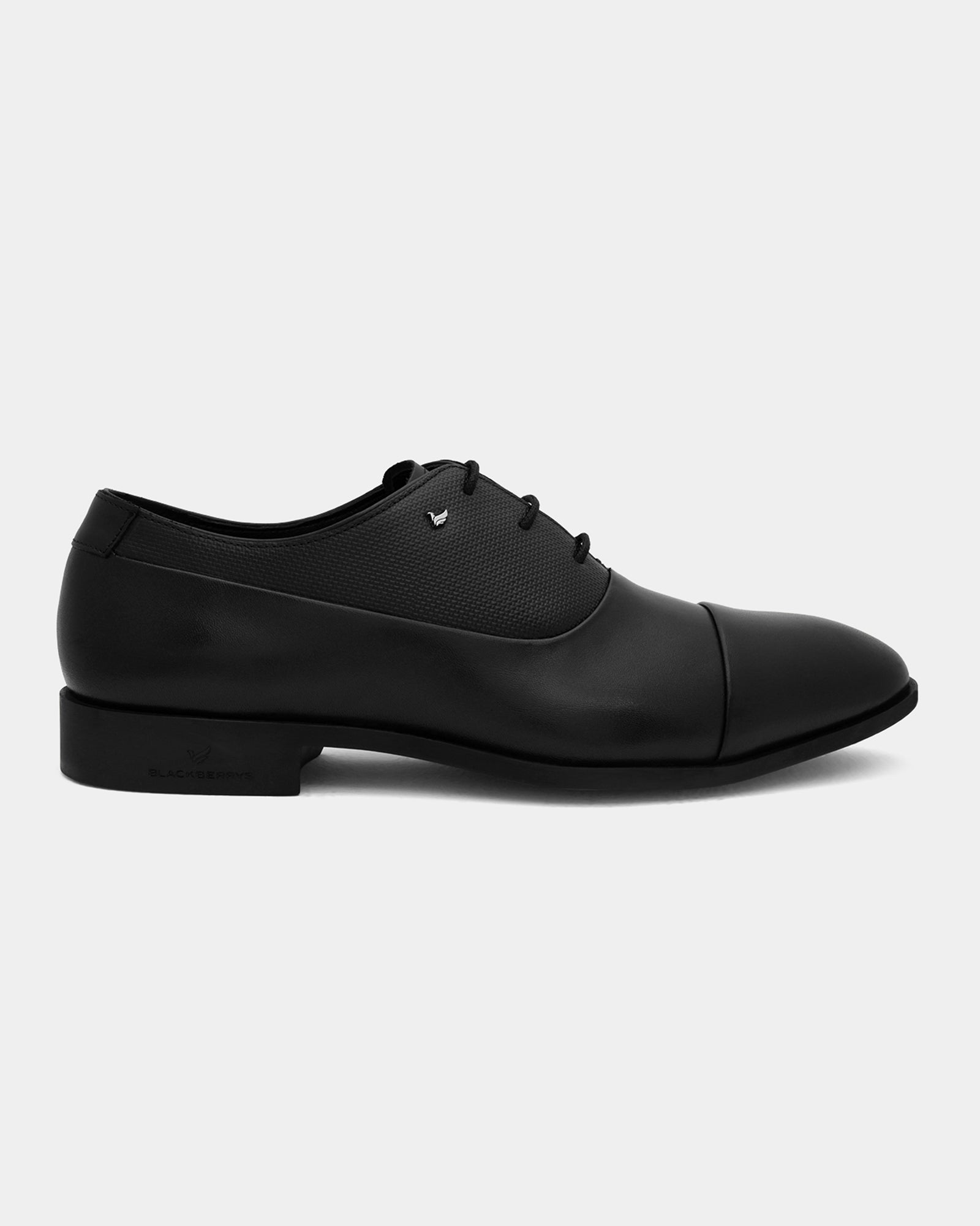 Leather Black Solid Oxford Shoes - Andean