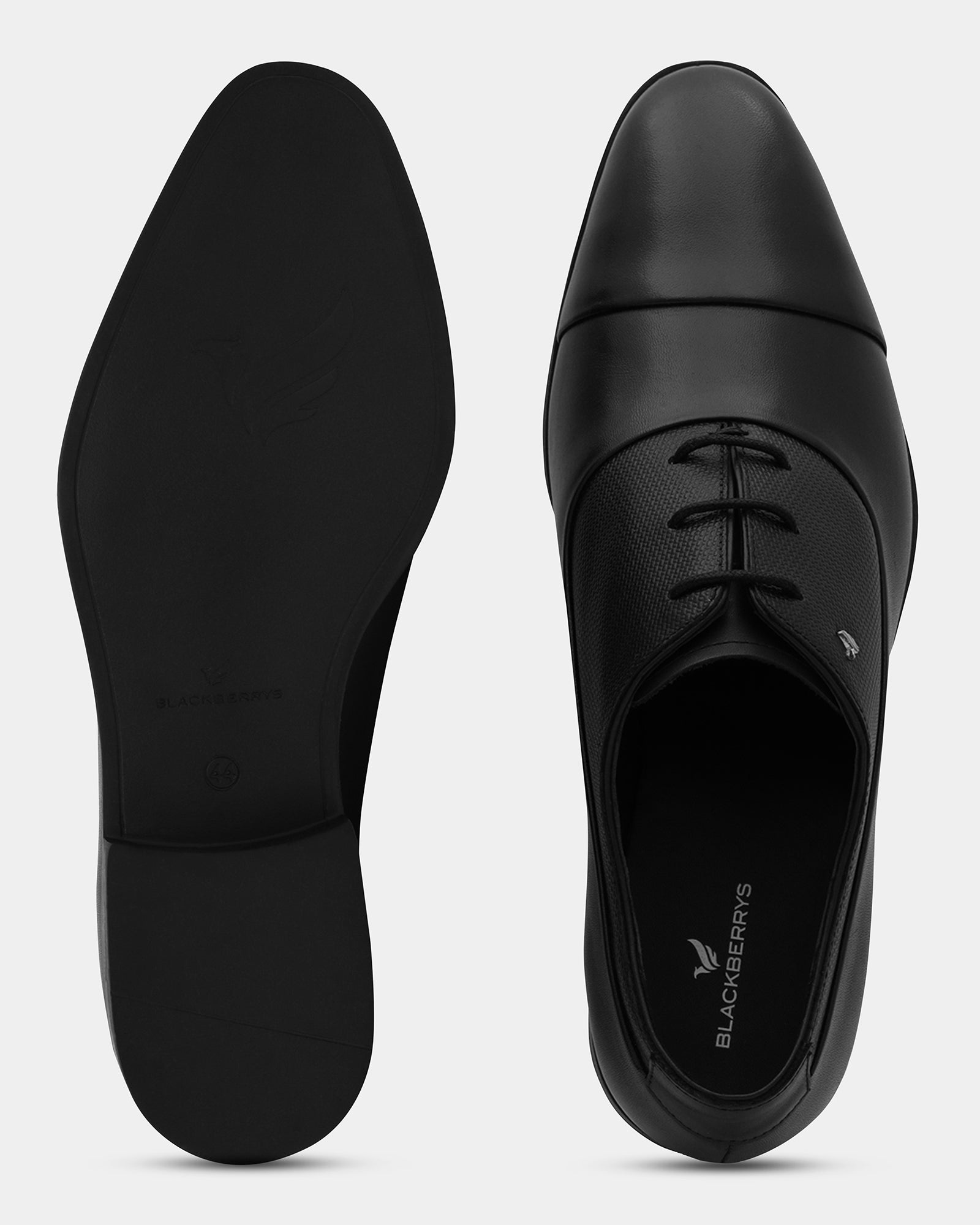 Leather Black Solid Oxford Shoes - Andean