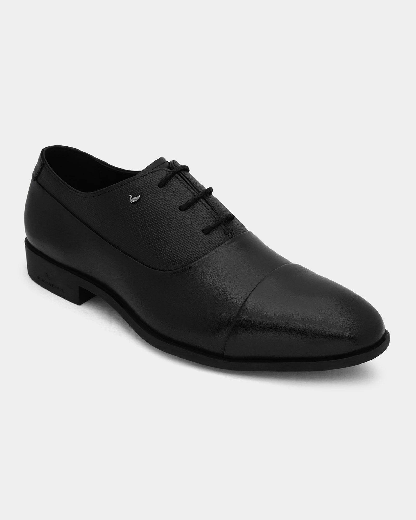 Leather Black Solid Oxford Shoes - Andean