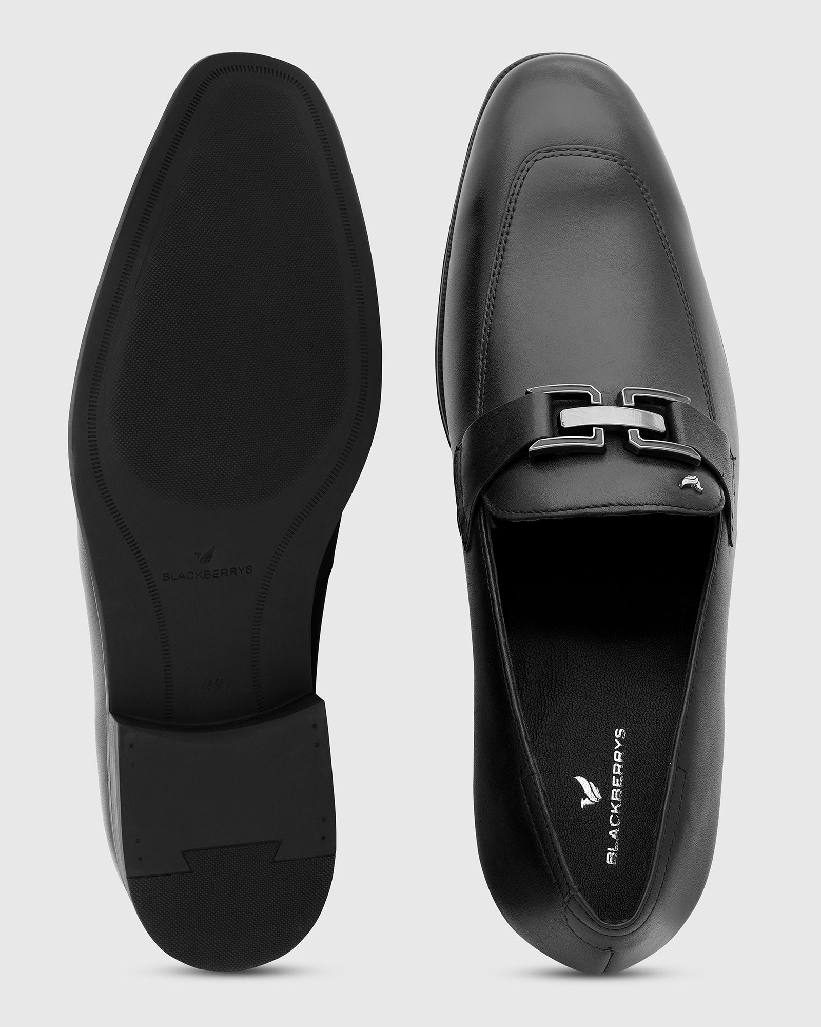 Leather Black Solid Slip On Shoes - Vice
