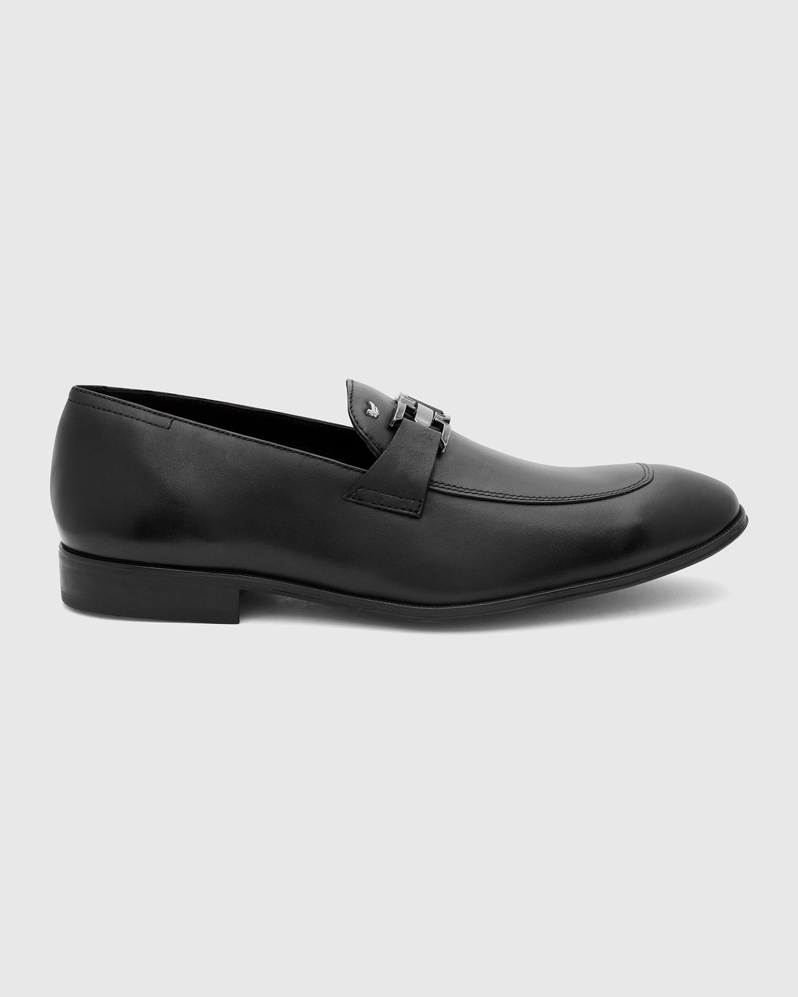 Leather Black Solid Slip On Shoes - Vice