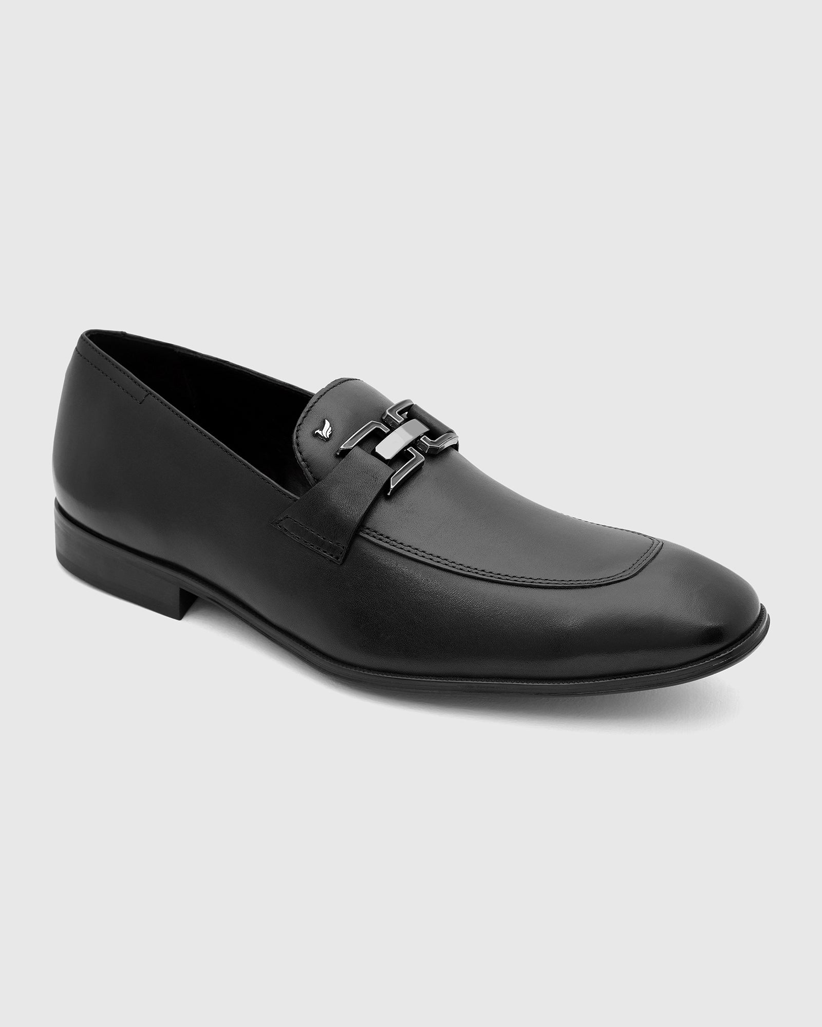 Leather Black Solid Slip On Shoes - Vice