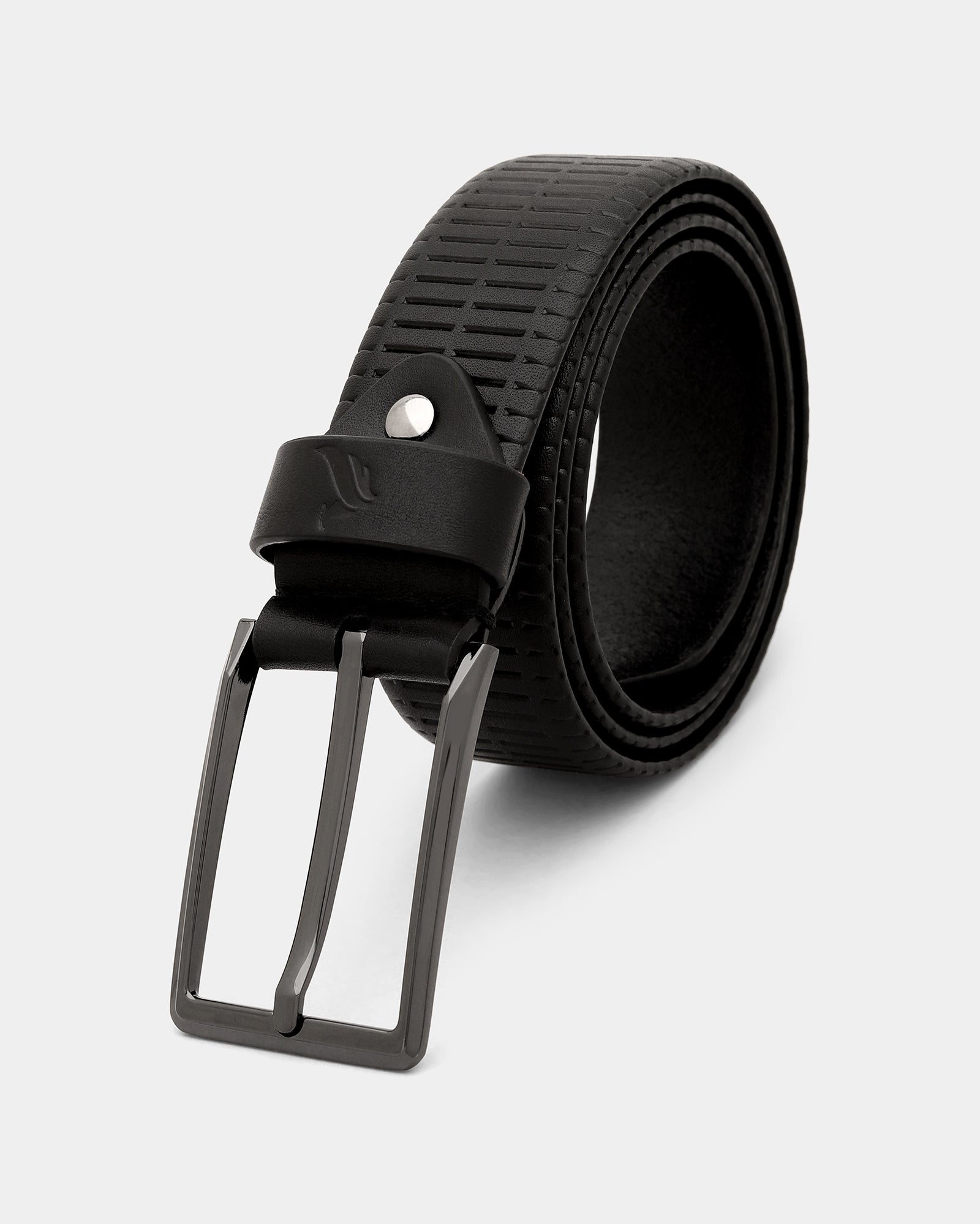 Leather Black Textured Belt - Adams