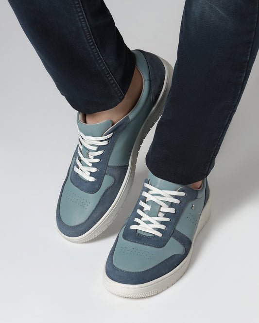 Leather Blue Solid Sneakers - Venice