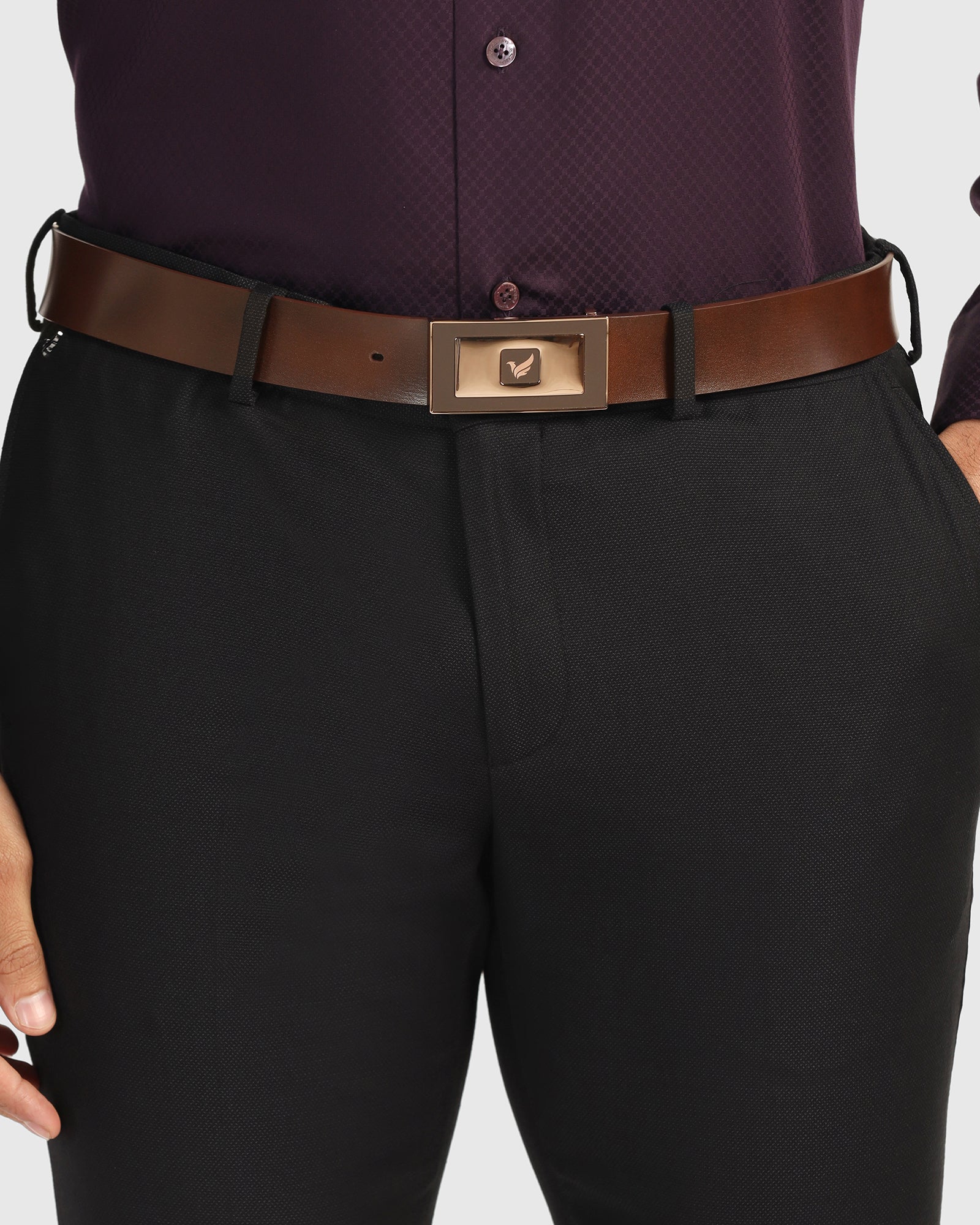 Leather Brown Solid Belt - Visna